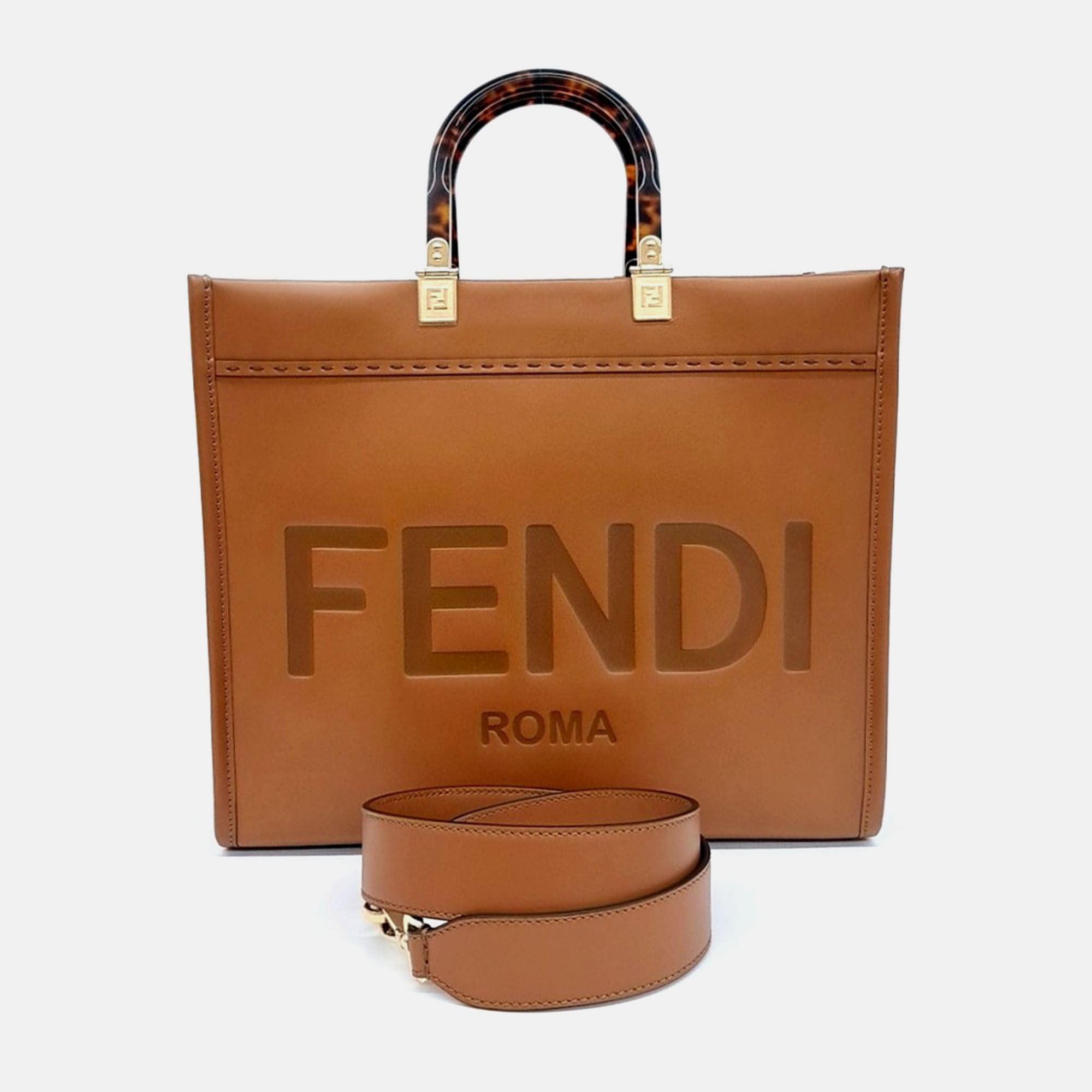 

Fendi Brown Leather Sunshine Tote and Shoulder Bag