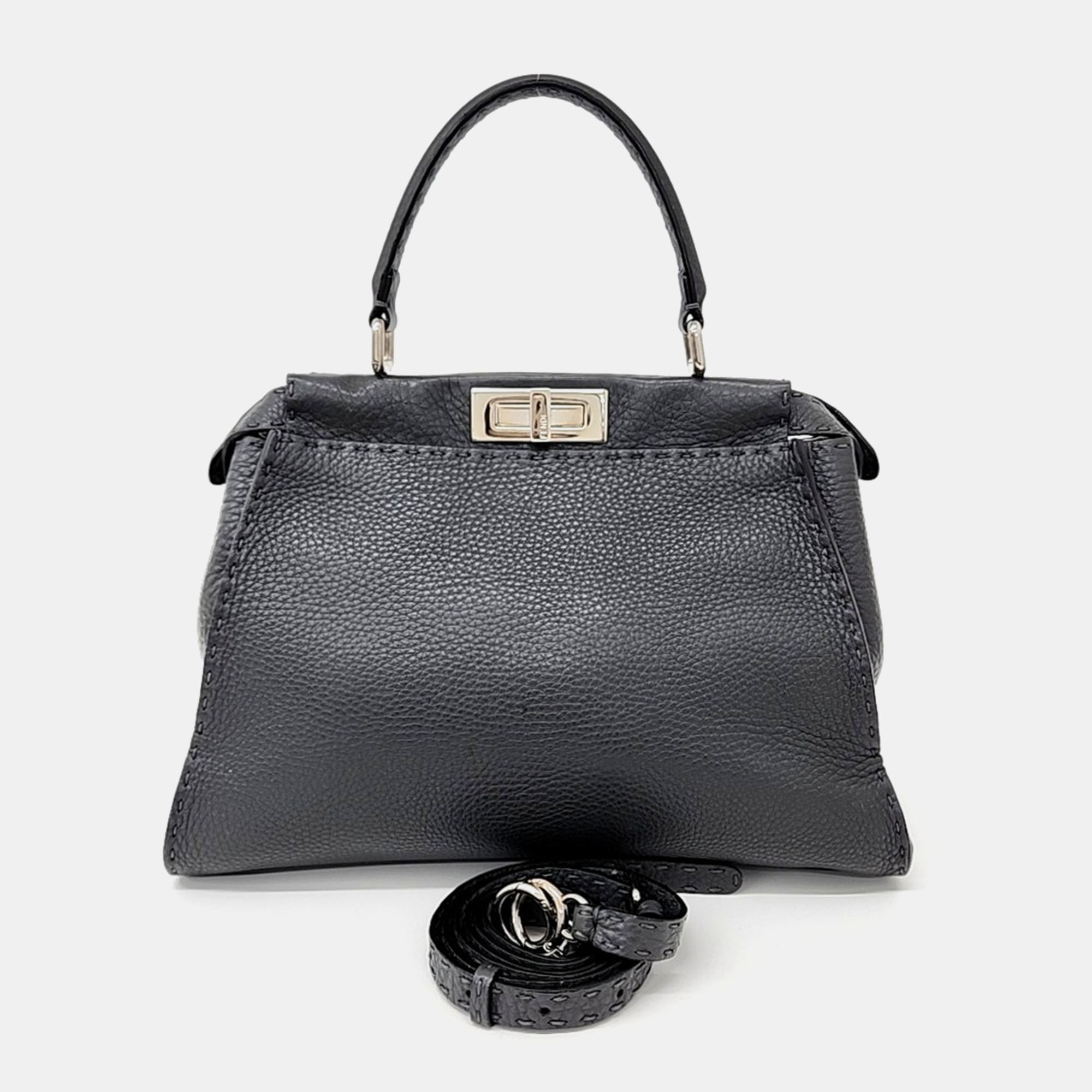 

Fendi Grey Leather Selleria Peekaboo Medium bag