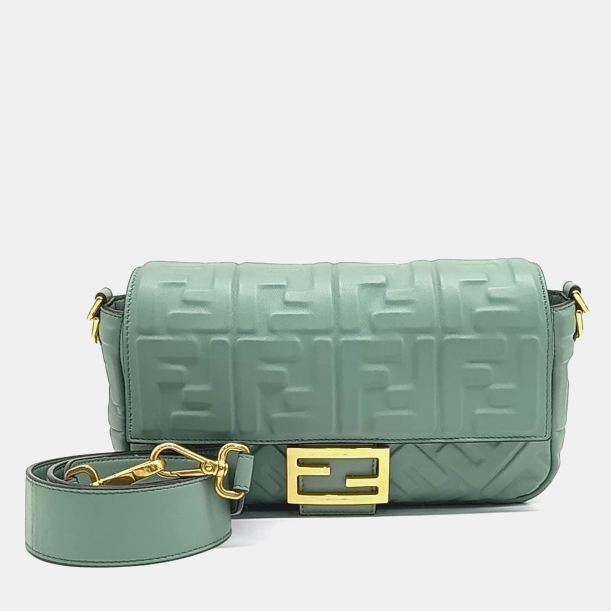 

Fendi Green Leather Baguette Bag