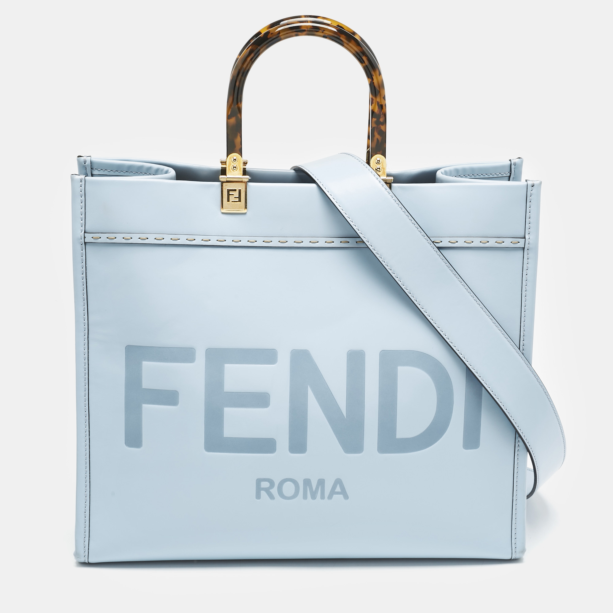 

Fendi Light Blue Leather  Sunshine Shopper Tote