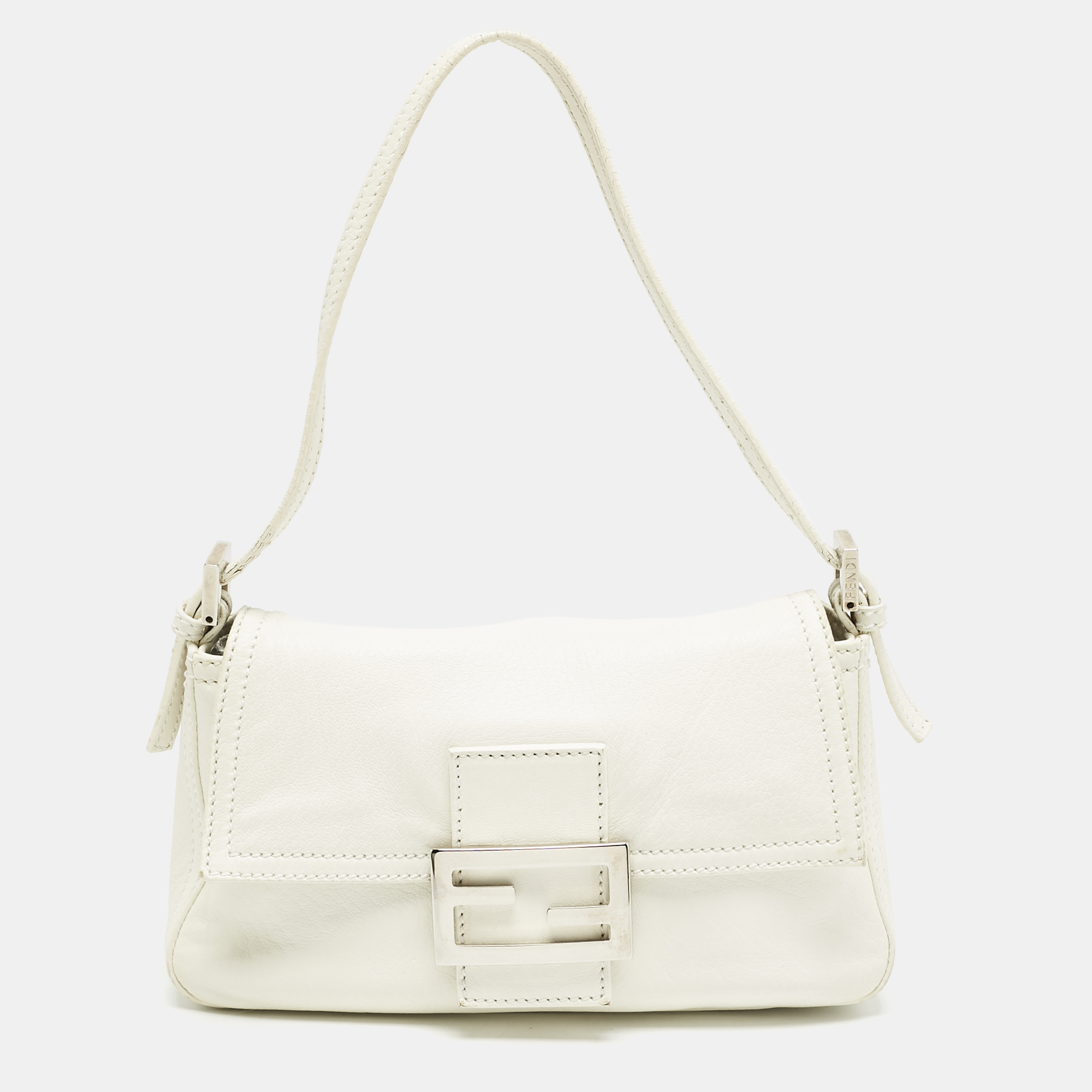 

Fendi White Leather Mini Mama Baguette Bag