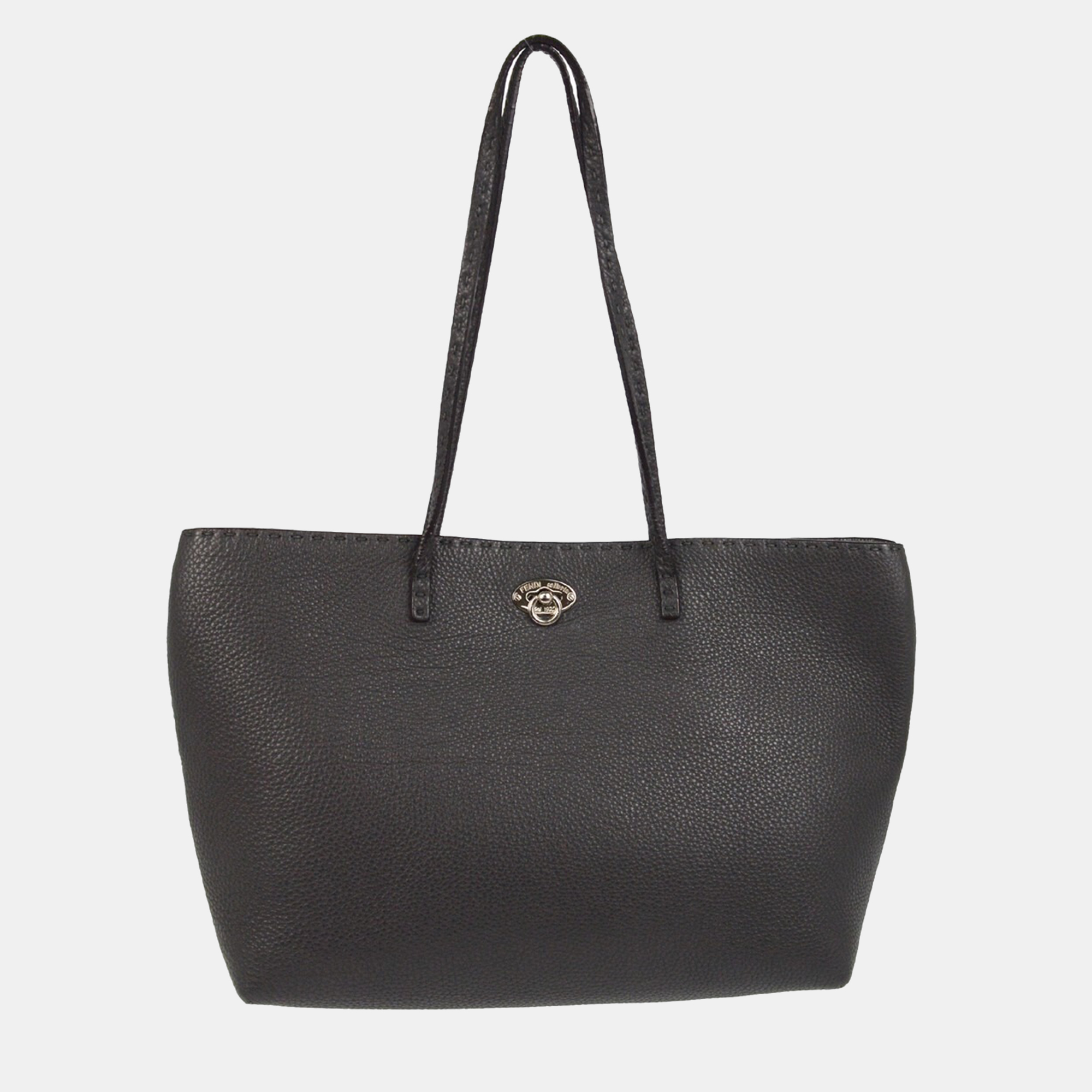 

Fendi Gray Carla Selleria Tote Bag, Black
