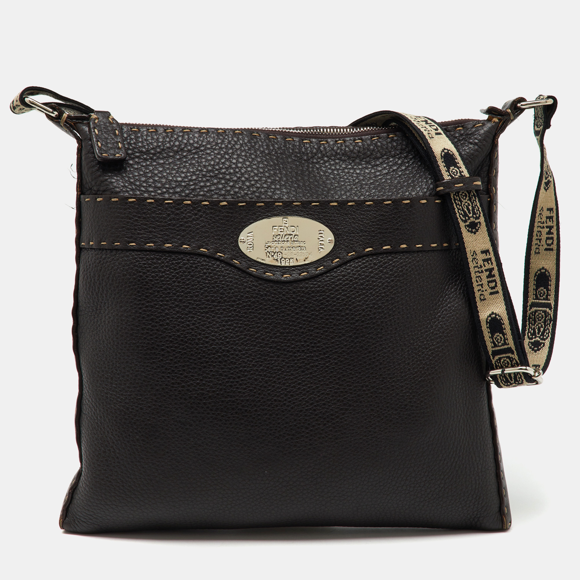 

Fendi Dark Brown Selleria Leather Messenger Bag