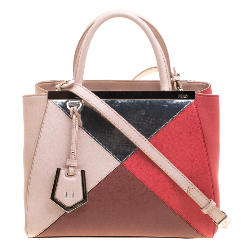 Pre Owned Fendi Multicolor Leather Small Geometric 2jours Tote