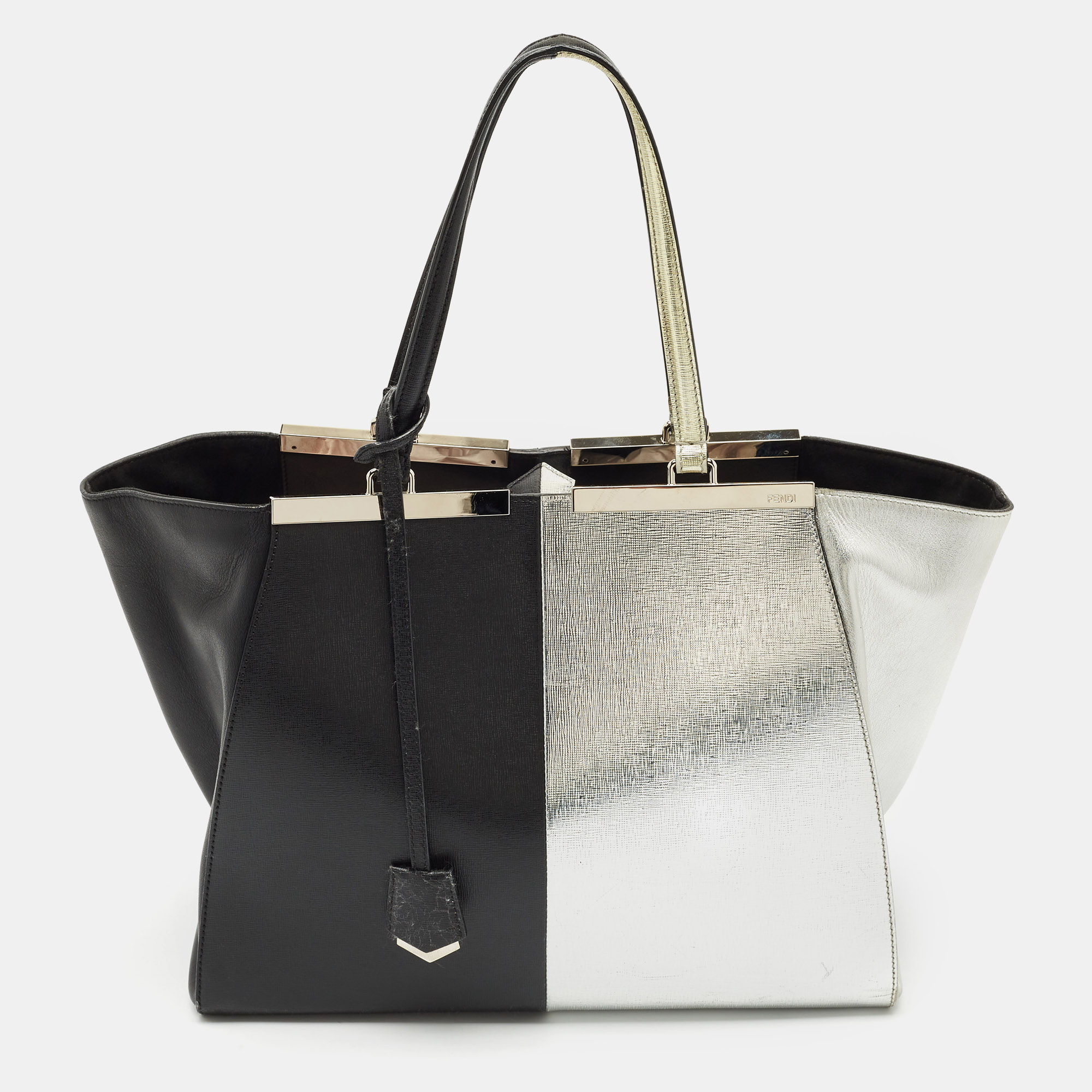 

Fendi Black/Silver Leather  3Jours Tote
