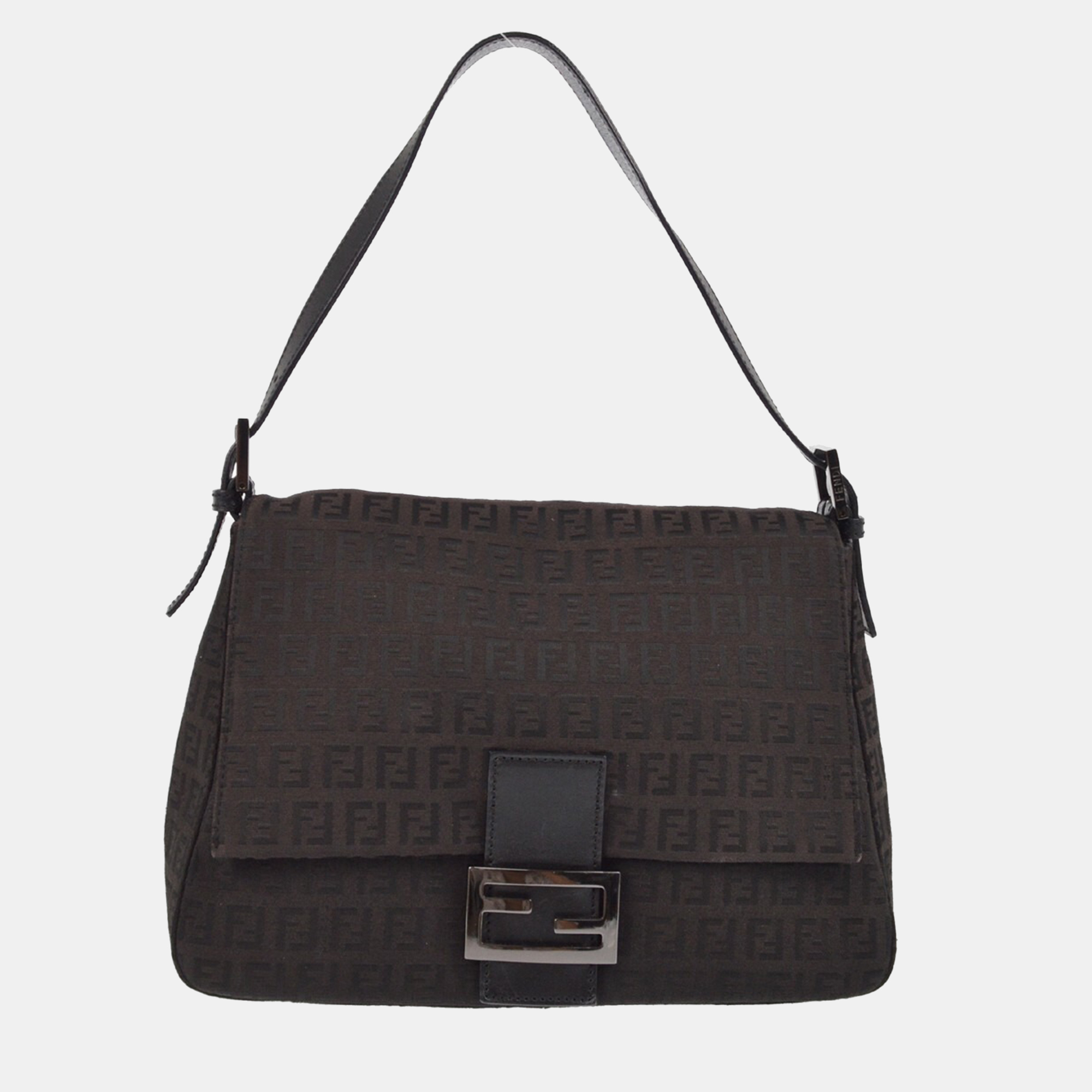 

Fendi Black/Brown Zucchino Mamma Baguette Handbag