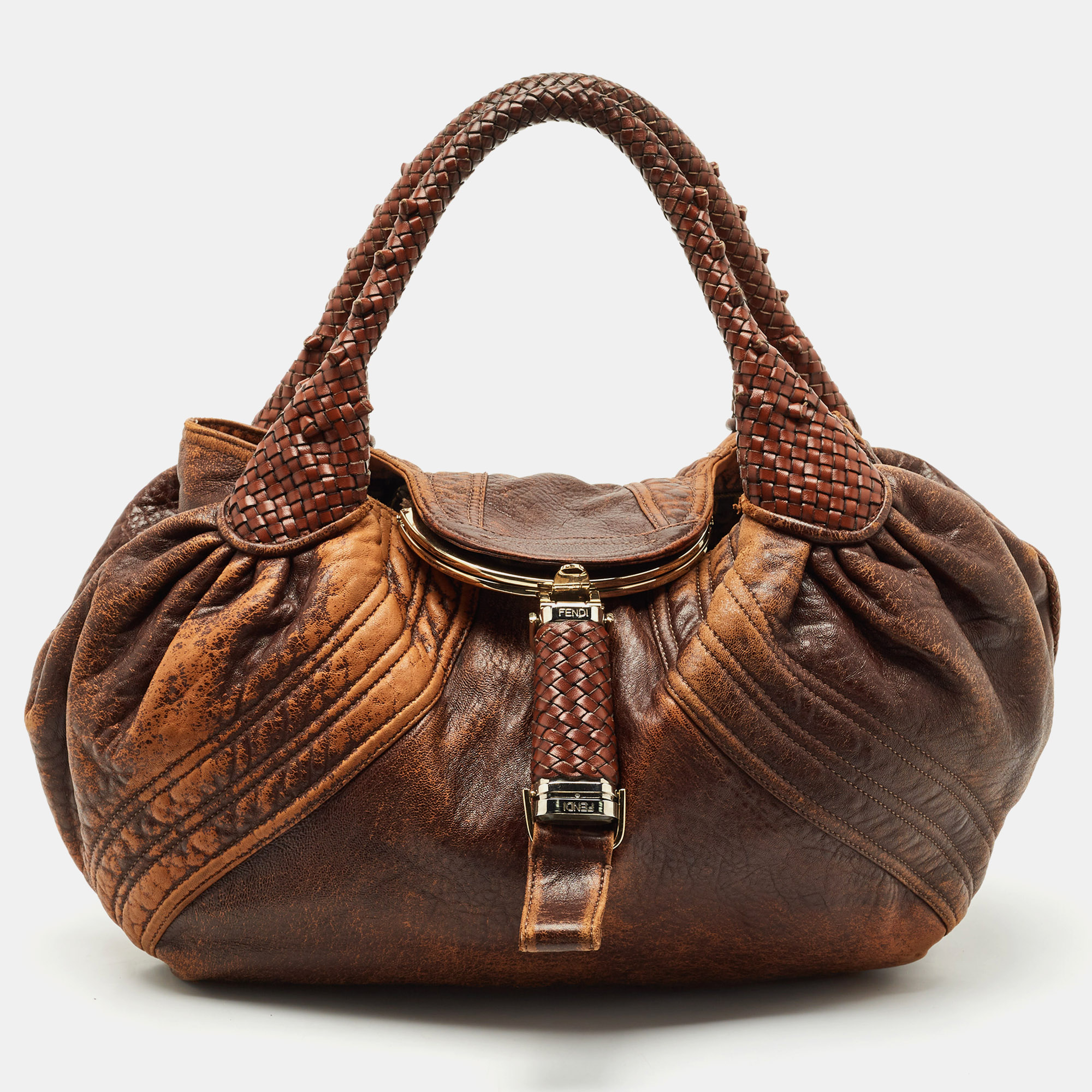 

Fendi Brown Pebbled Leather Spy Bag