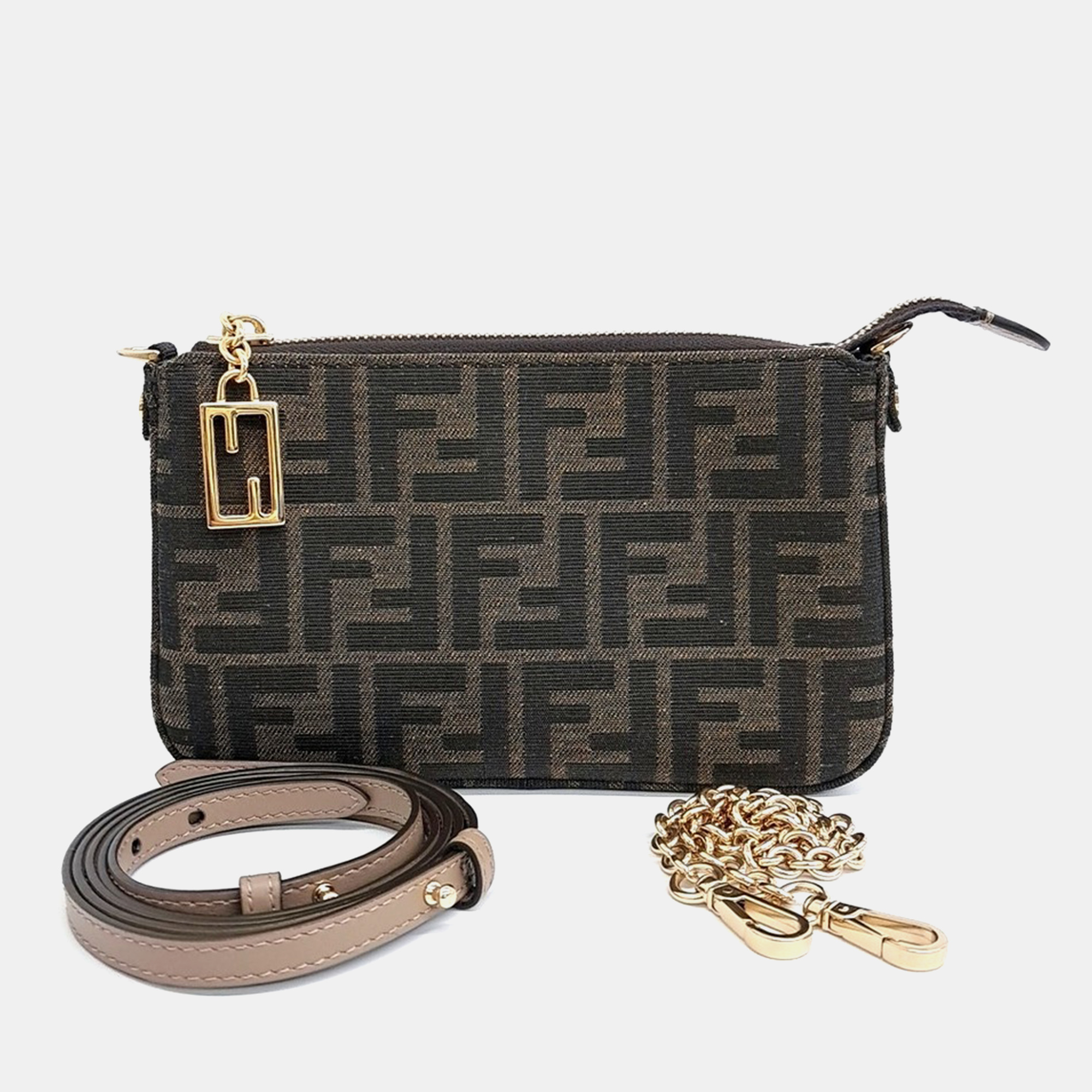 

Fendi Brown Fabric Baguette Pouch Shoulder Bag