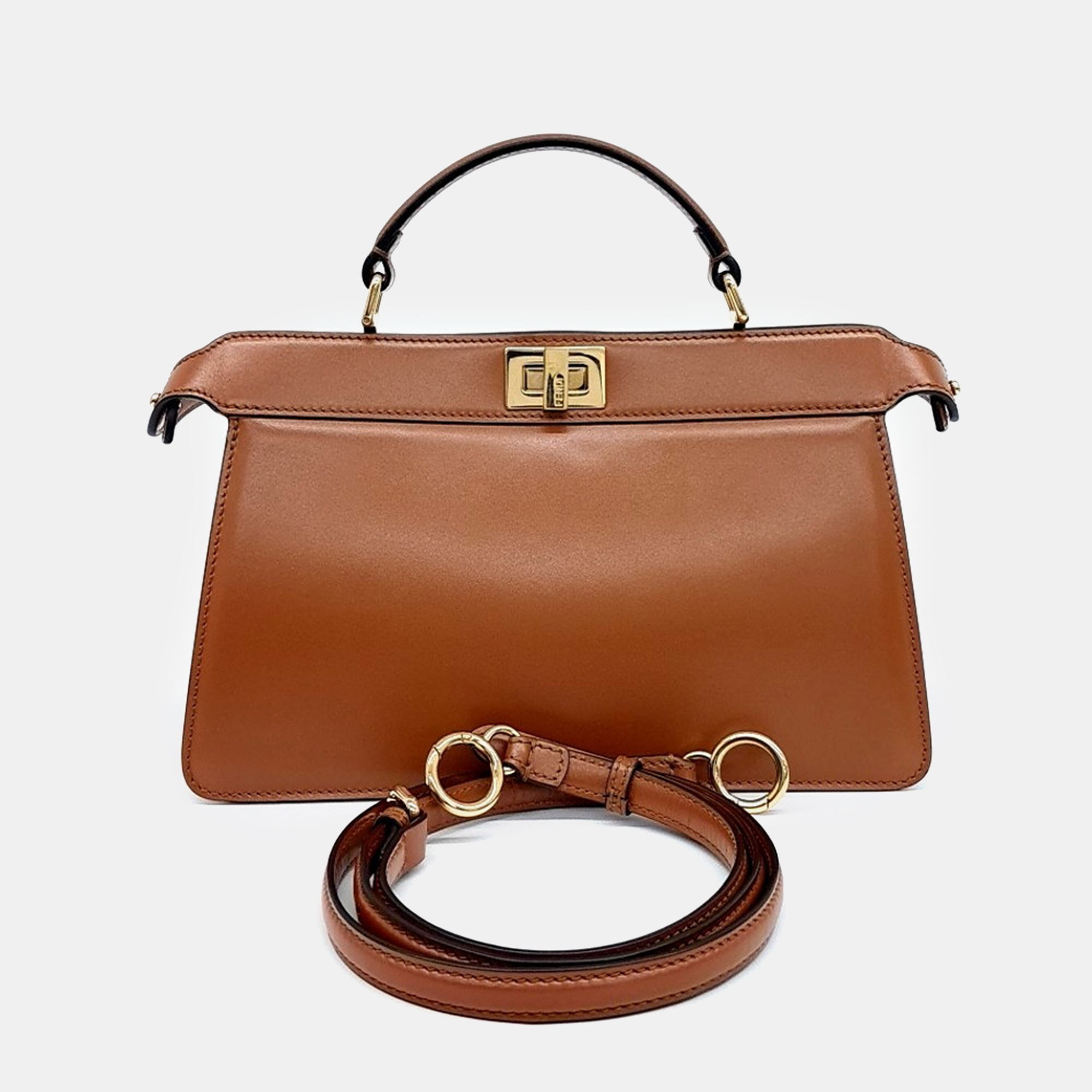 

Fendi Brown Leather Peekaboo I SEE U EAST-WEST