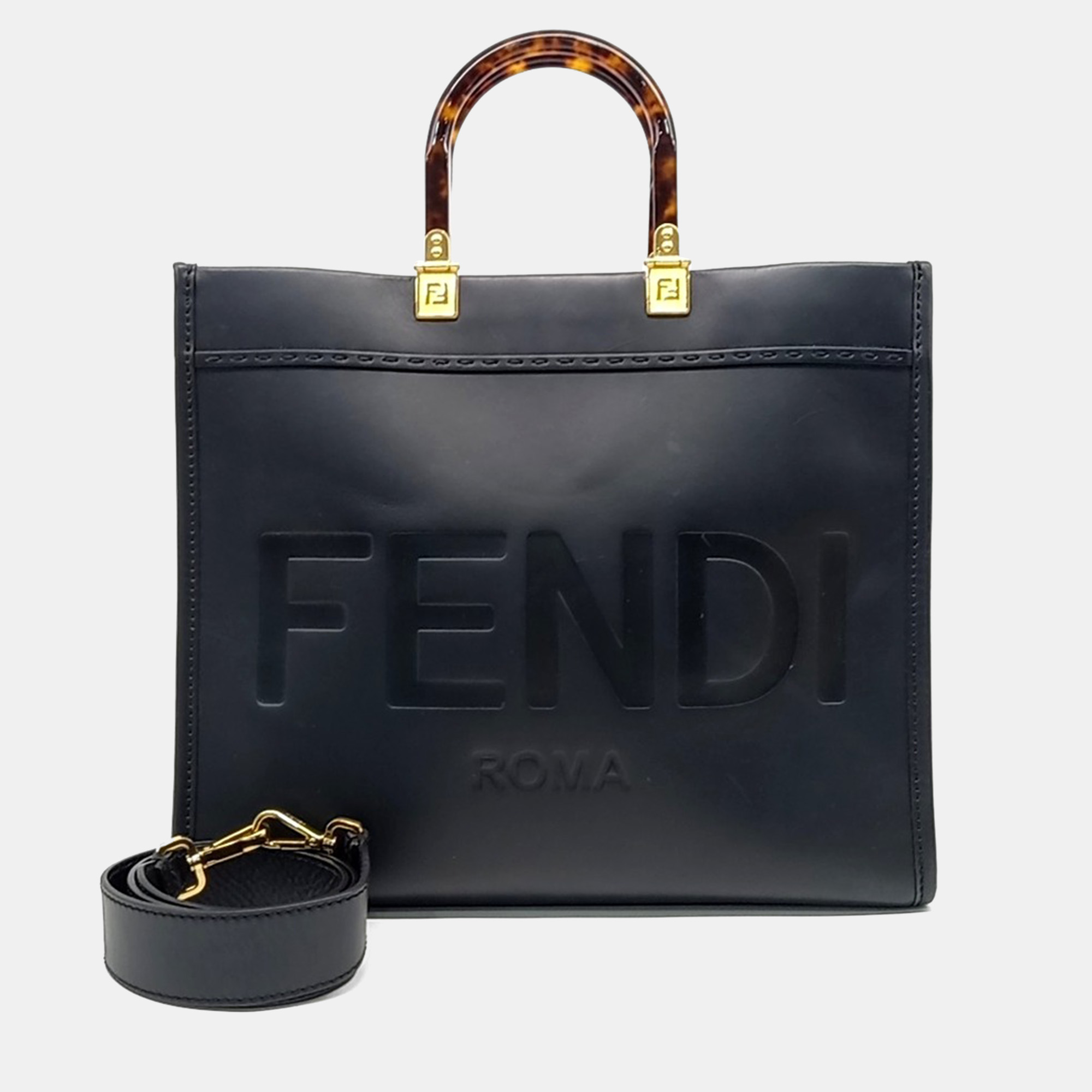 

Fendi Black Leather Sunshine Tote Bag