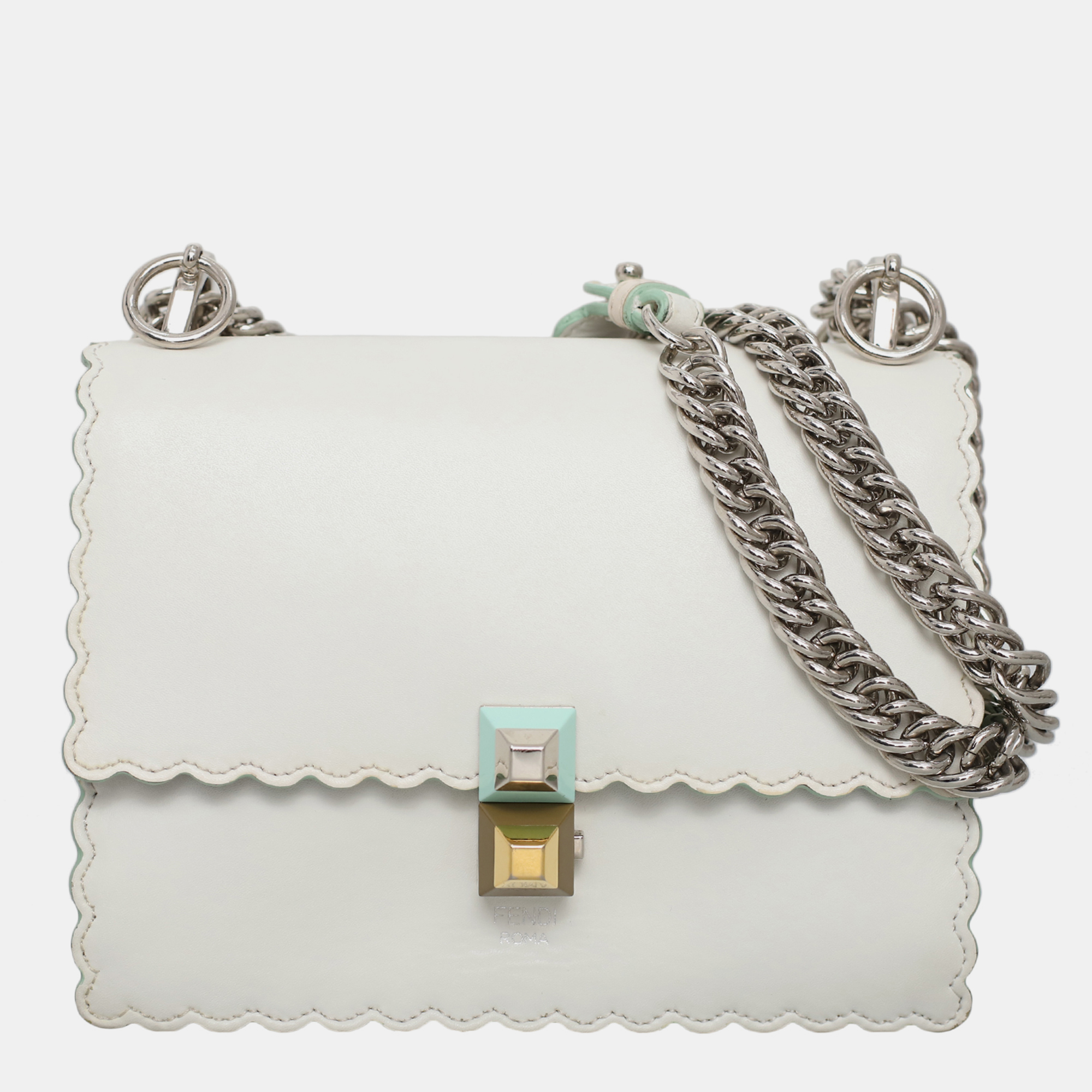 

Fendi Small Kan I Chain Shoulder Bag, White