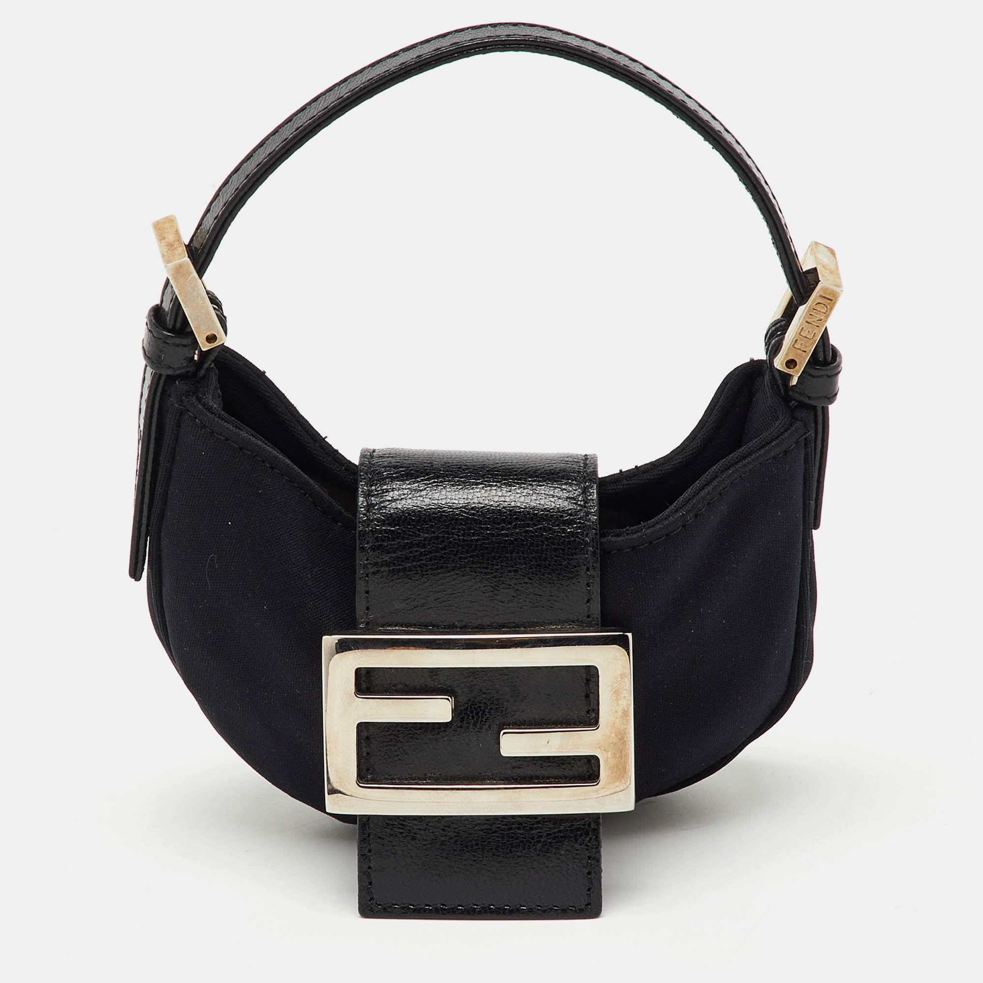 

Fendi Black Fabric and Leather Mini Croissant Pochette