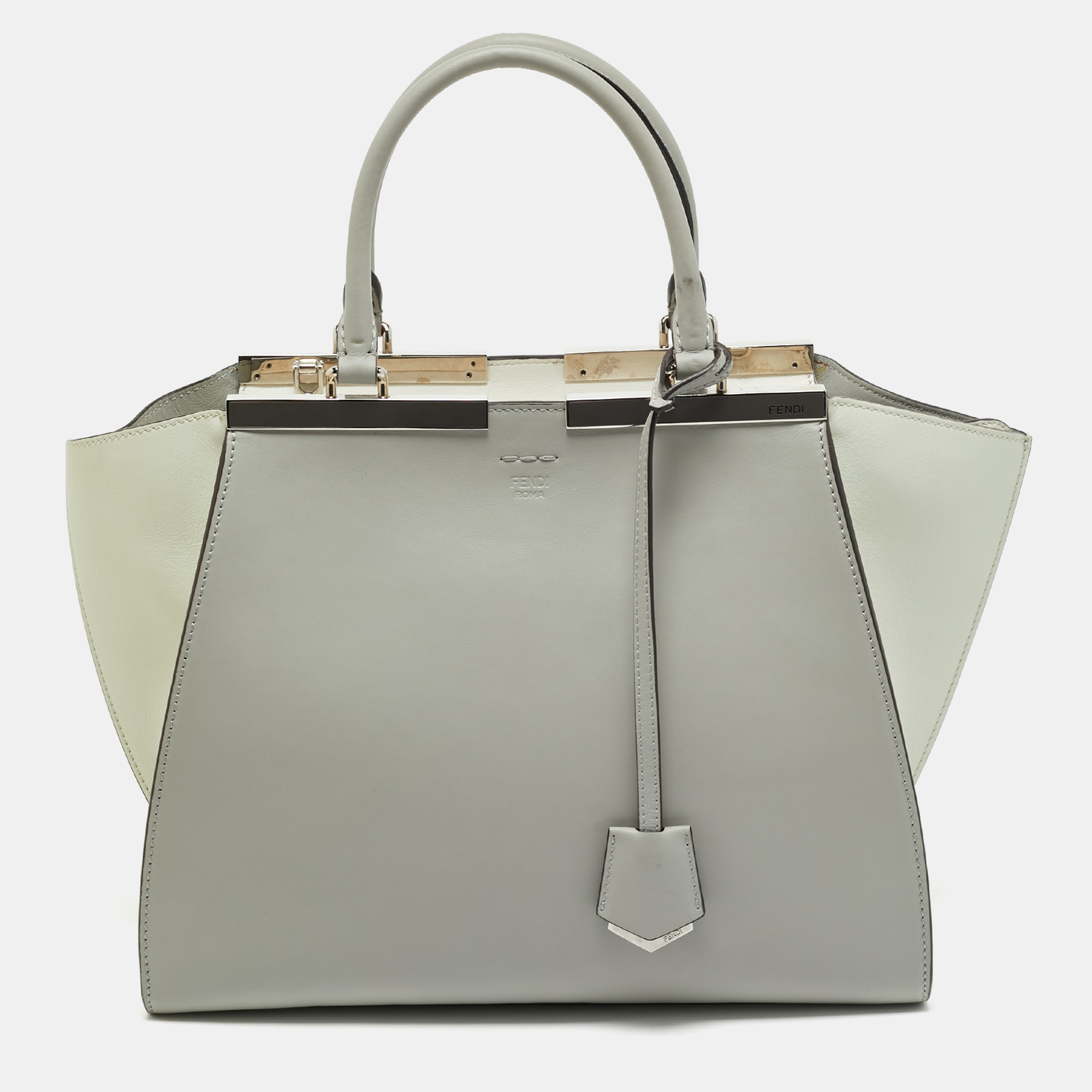

Fendi Light Grey/White Leather Medium 3Jours Tote