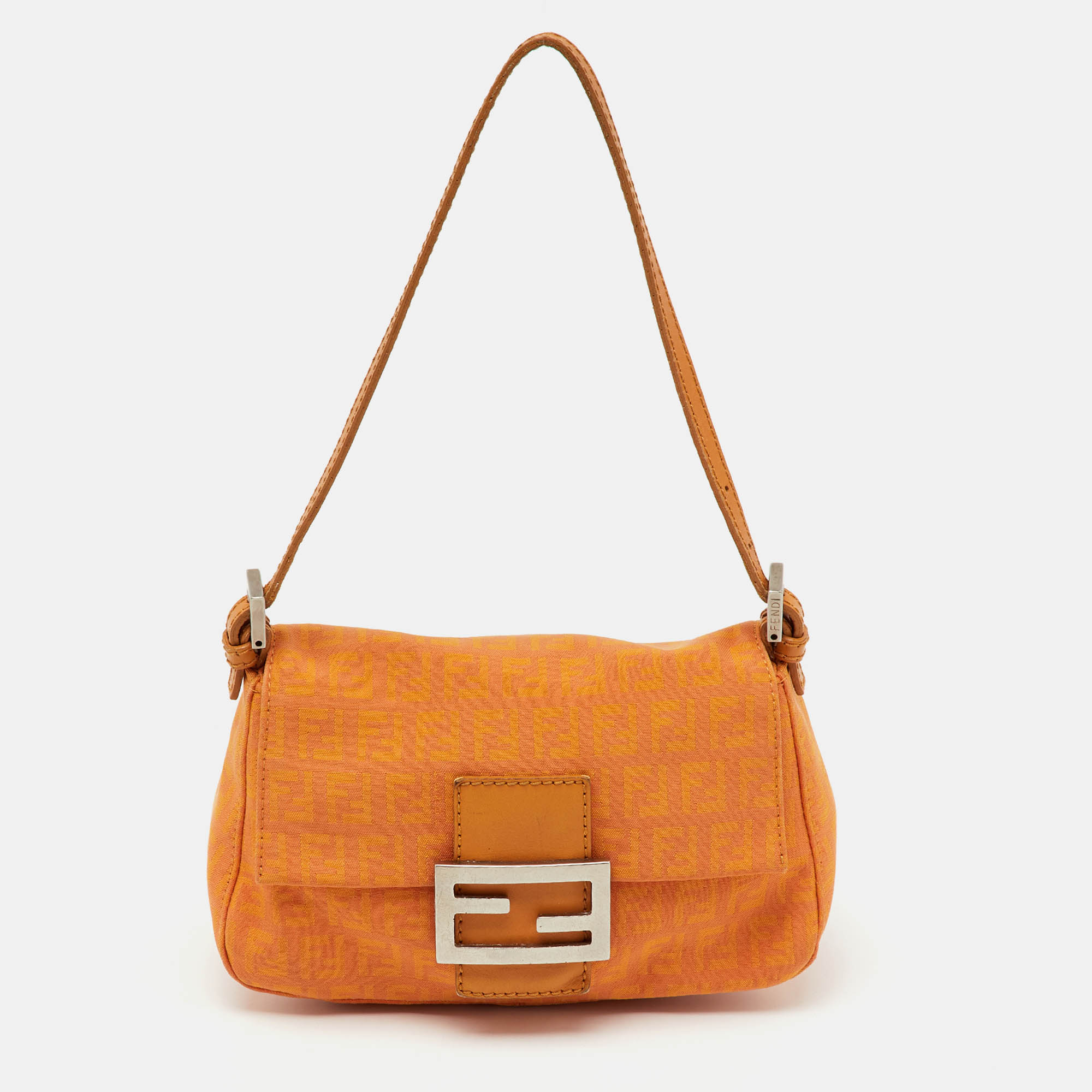 

Fendi Orange Zucchino Canvas Mini Mama Baguette Bag