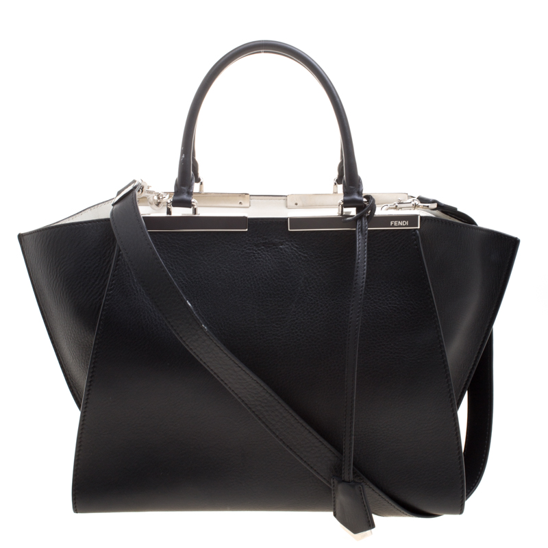 Pre Owned Fendi Black Leather 3Jours Tote