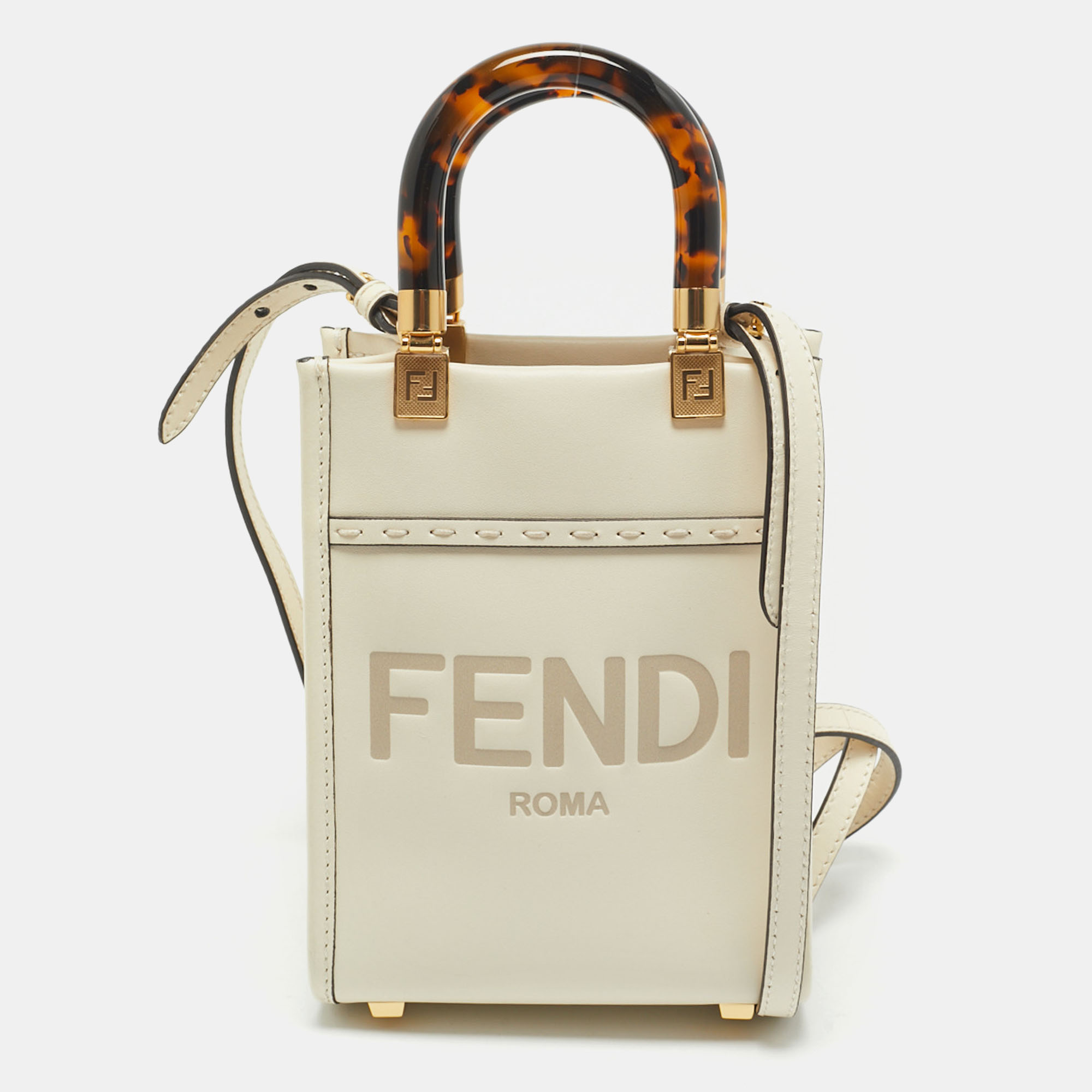 

Fendi Off White Leather Mini Sunshine Tote
