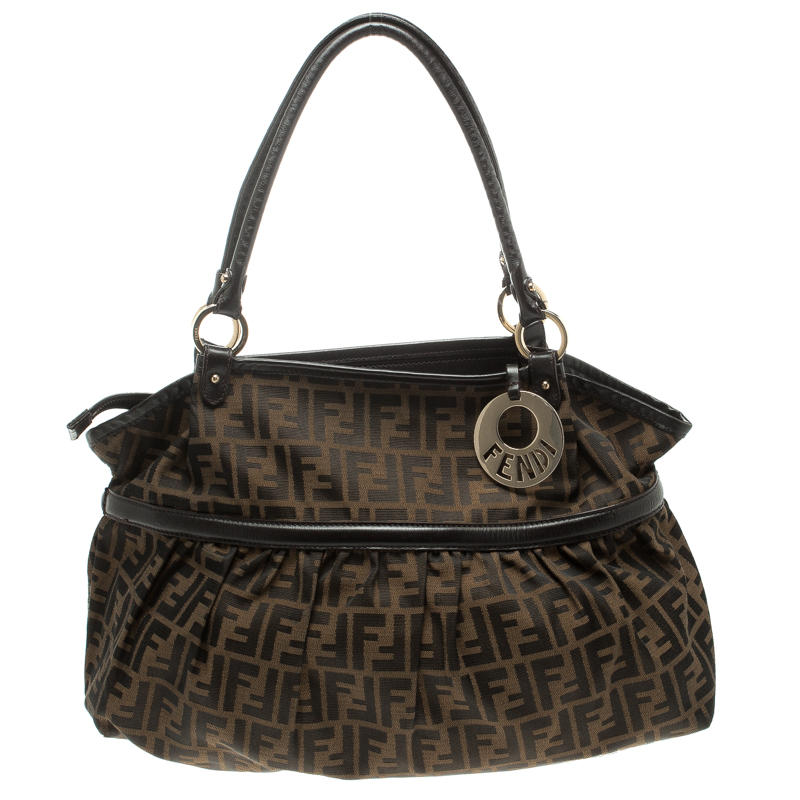 Pre Owned Fendi Tobacco Zucca Canvas Giant Chef Hobo