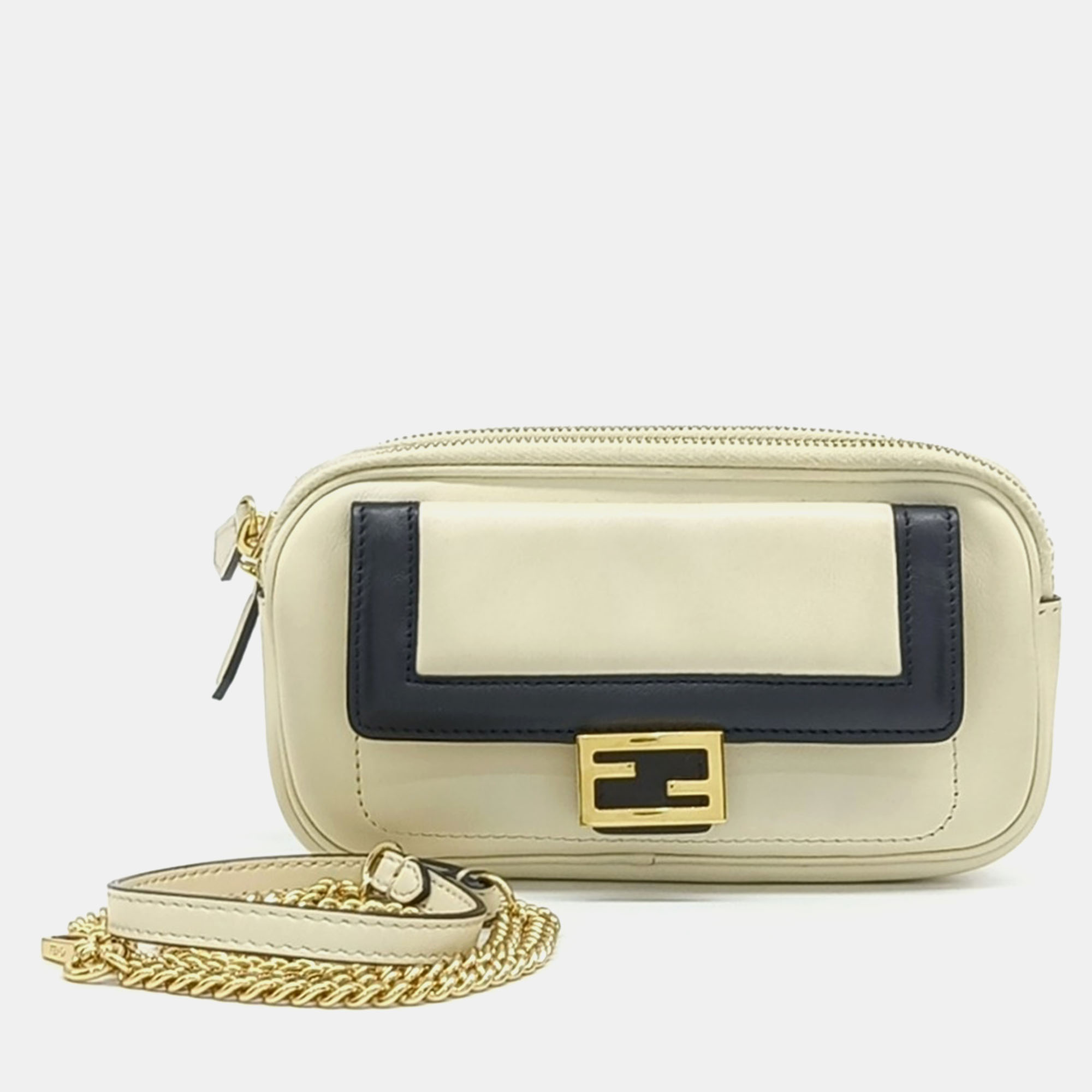 

Fendi Beige Leather Easy Baguette Chain Crossbody Bag