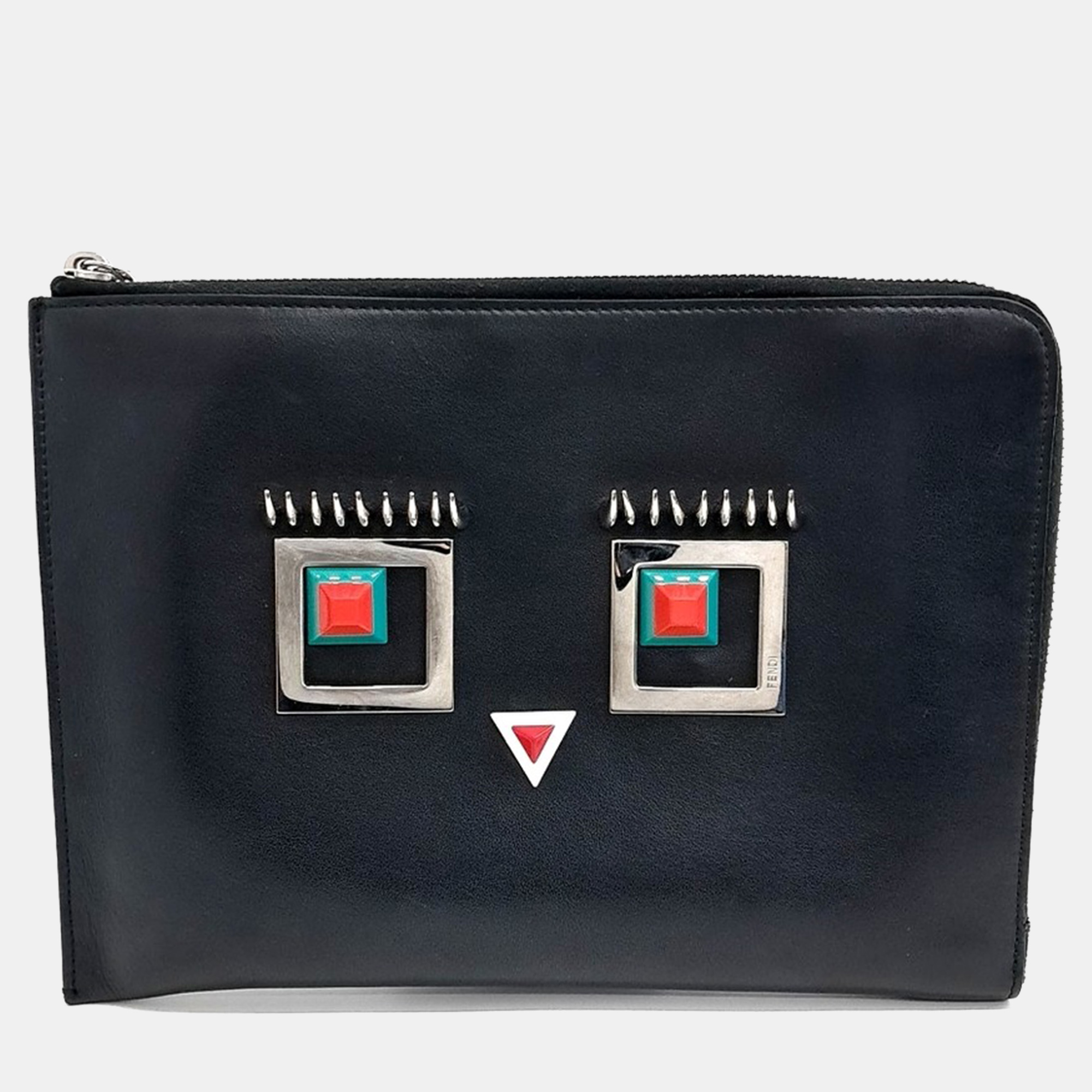 

Fendi Black Leather Monster Clutch