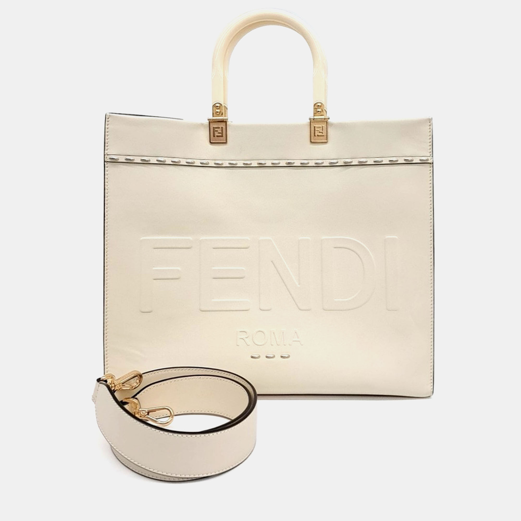 

Fendi White Leather Sunshine Tote and Shoulder Bag