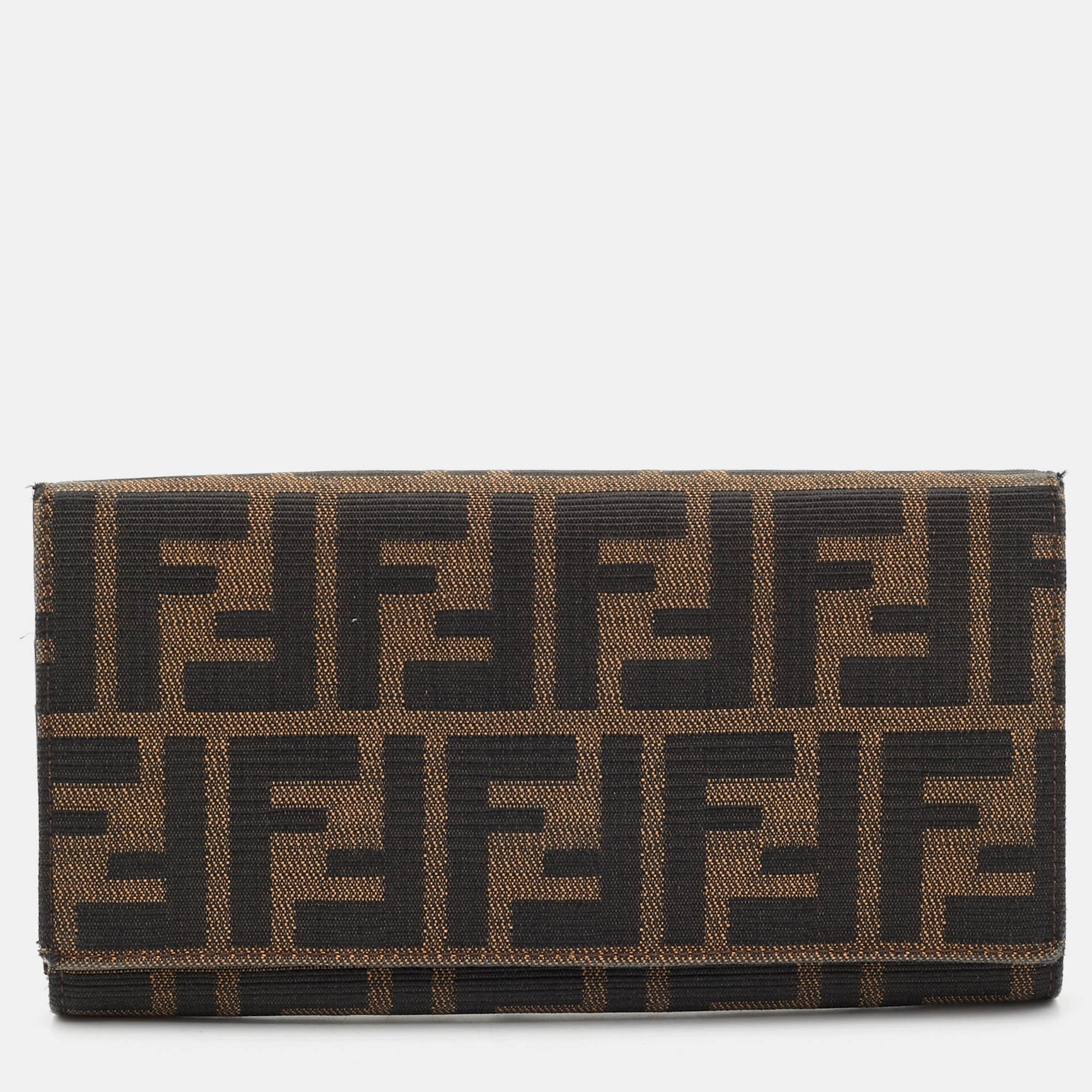 

Fendi Tobacco Zucca Canvas Flap Continental Wallet, Brown
