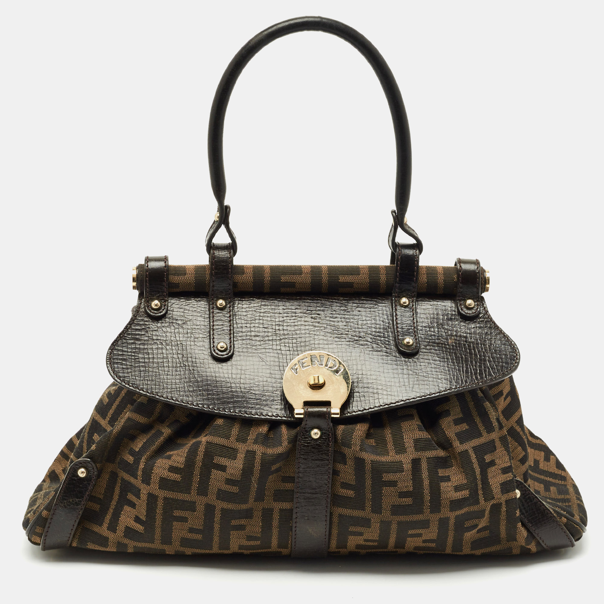 

Fendi Tobacco Zucca Canvas and Leather Magic Bag, Brown
