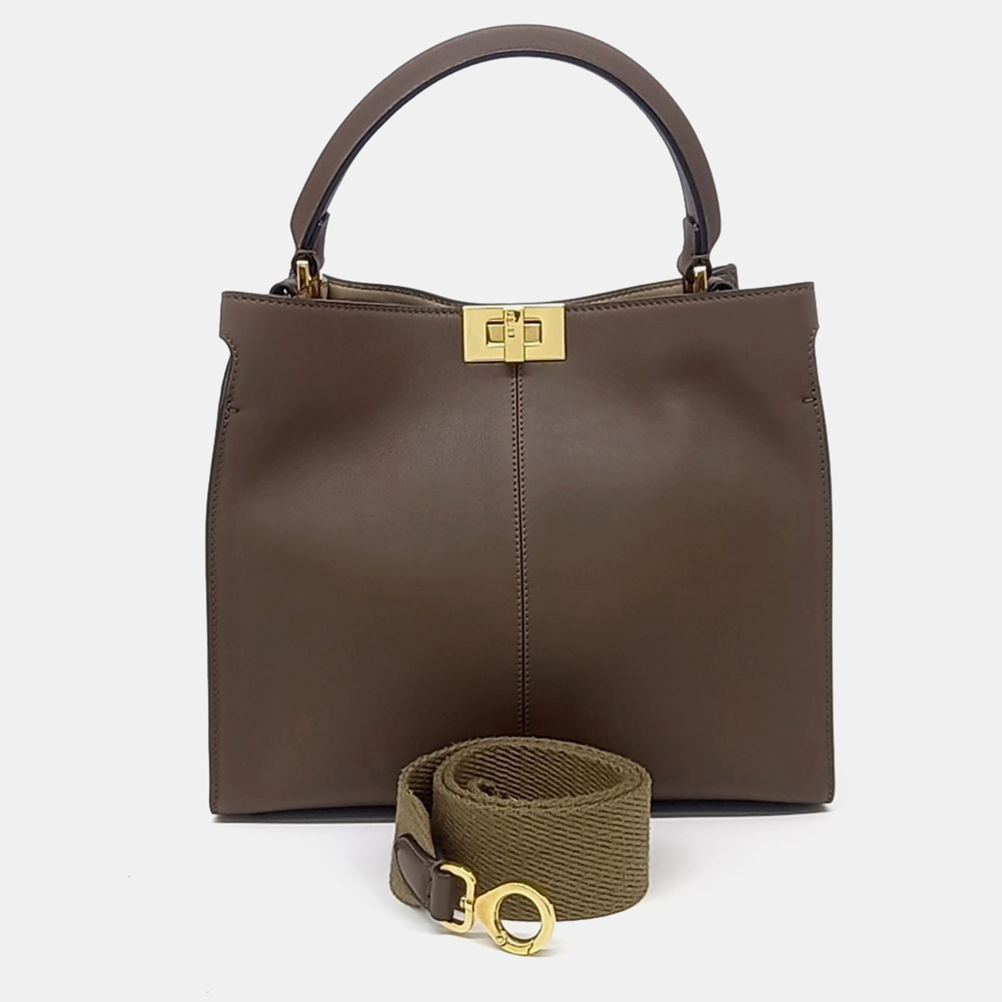 

Fendi Brown Leather Peekaboo X Light Medium