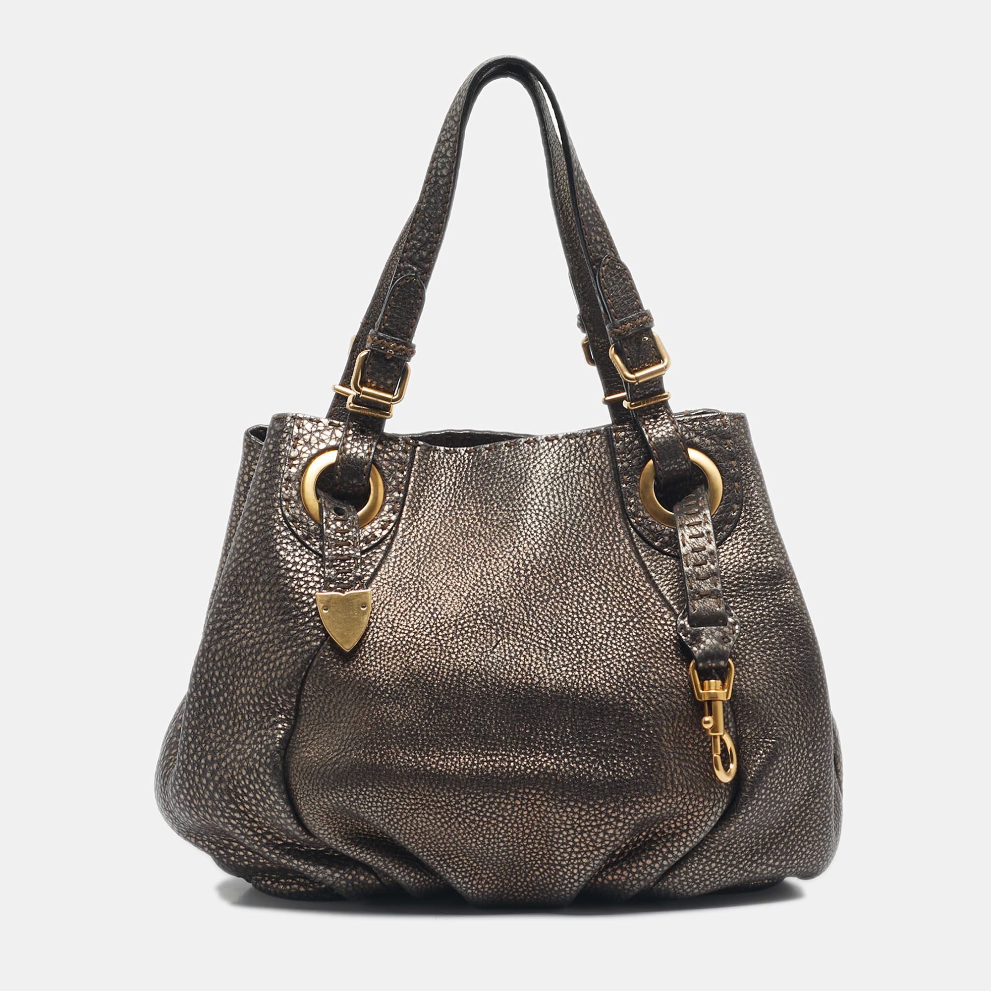 

Fendi Gold/Black Selleria Leather Hobo
