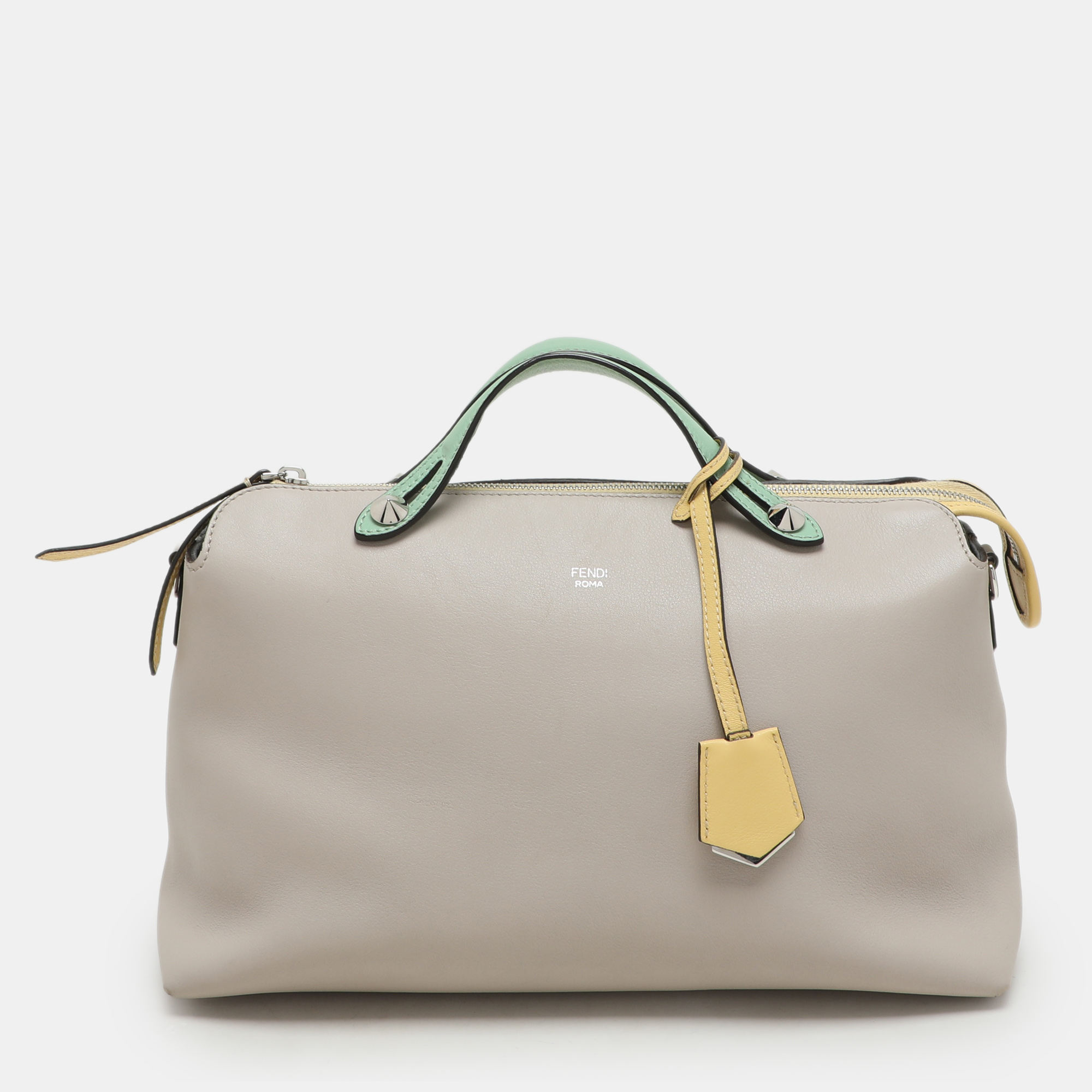 

Fendi Tricolor Leather  By The Way Boston Bag, Beige