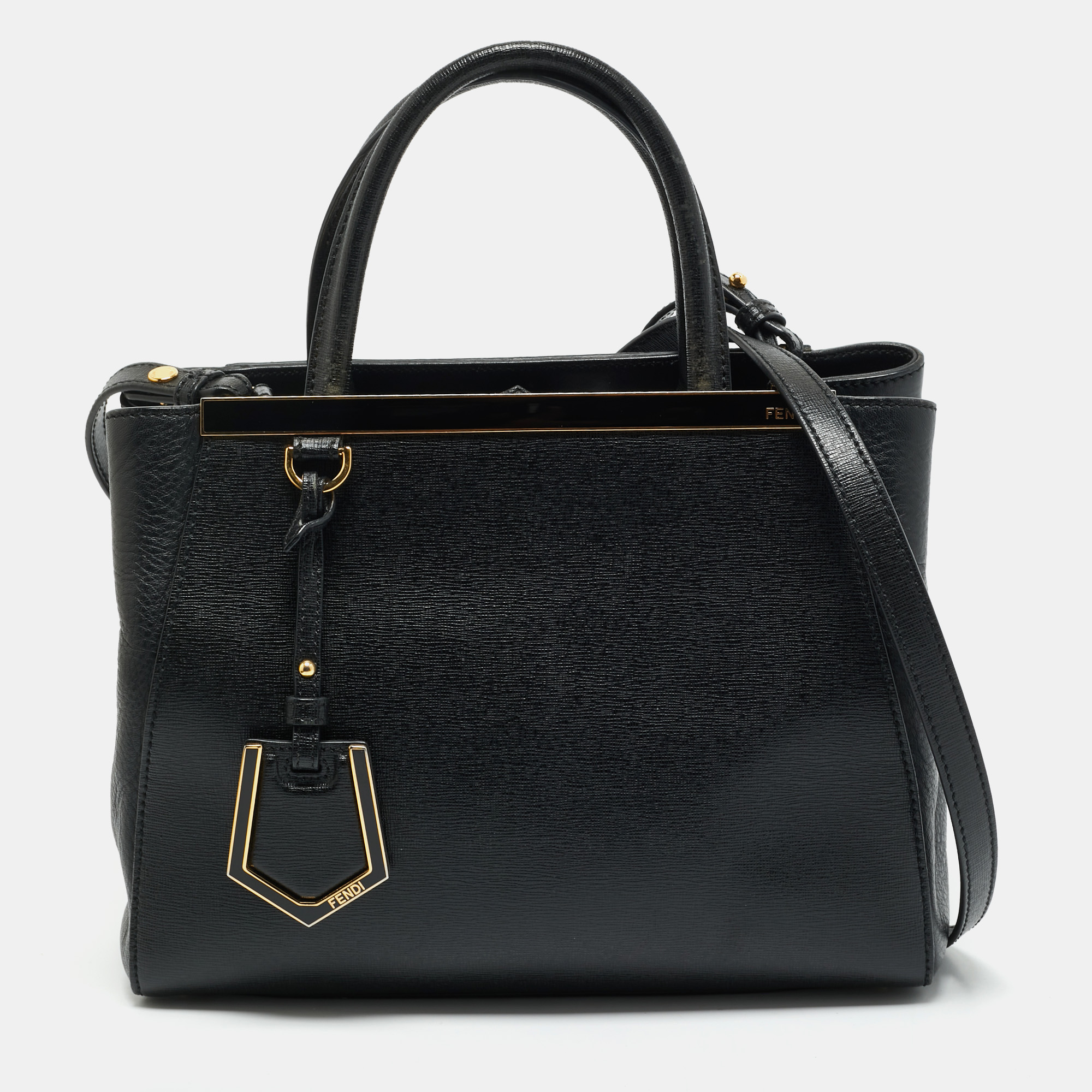 

Fendi Black Leather Small 2Jours Tote