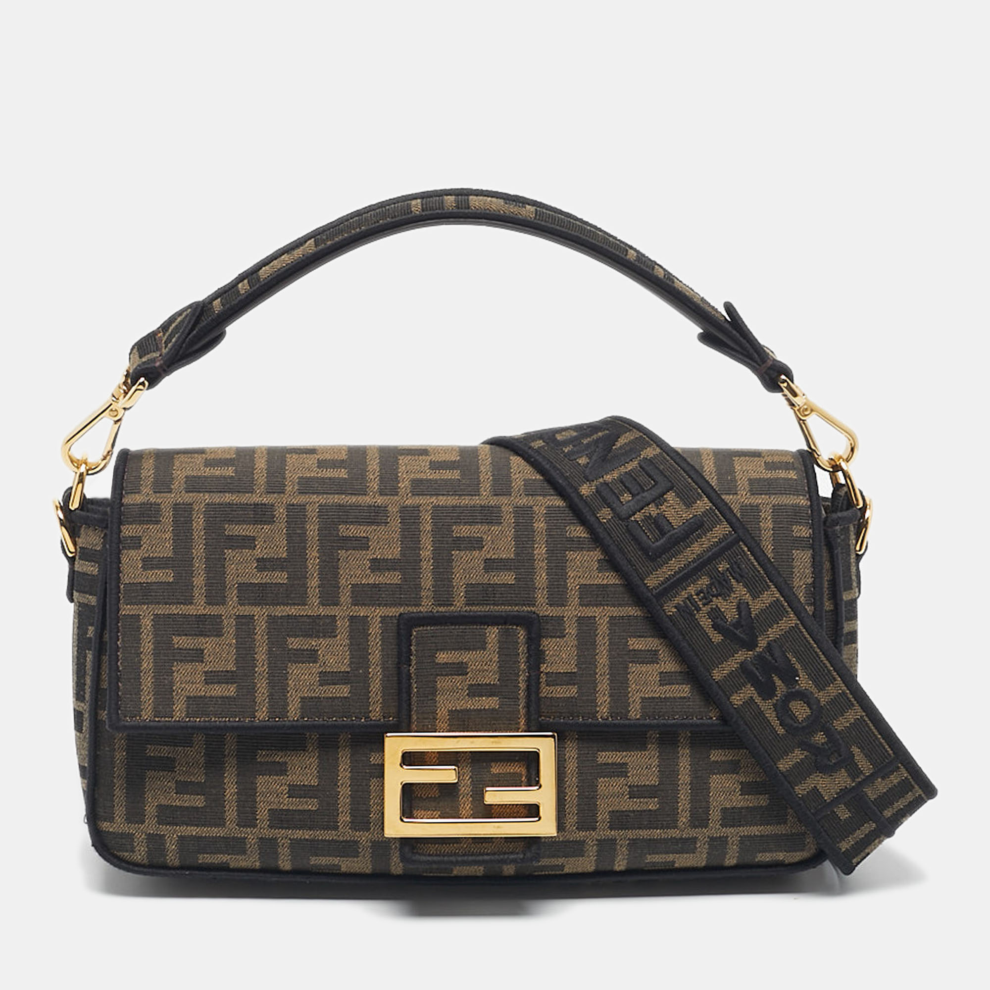 

Fendi Tobacco Zucca Jacquard Canvas  Baguette Bag, Brown