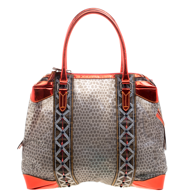 Fendi Multicolor Zucca Canvas and PVC Beaded Tote