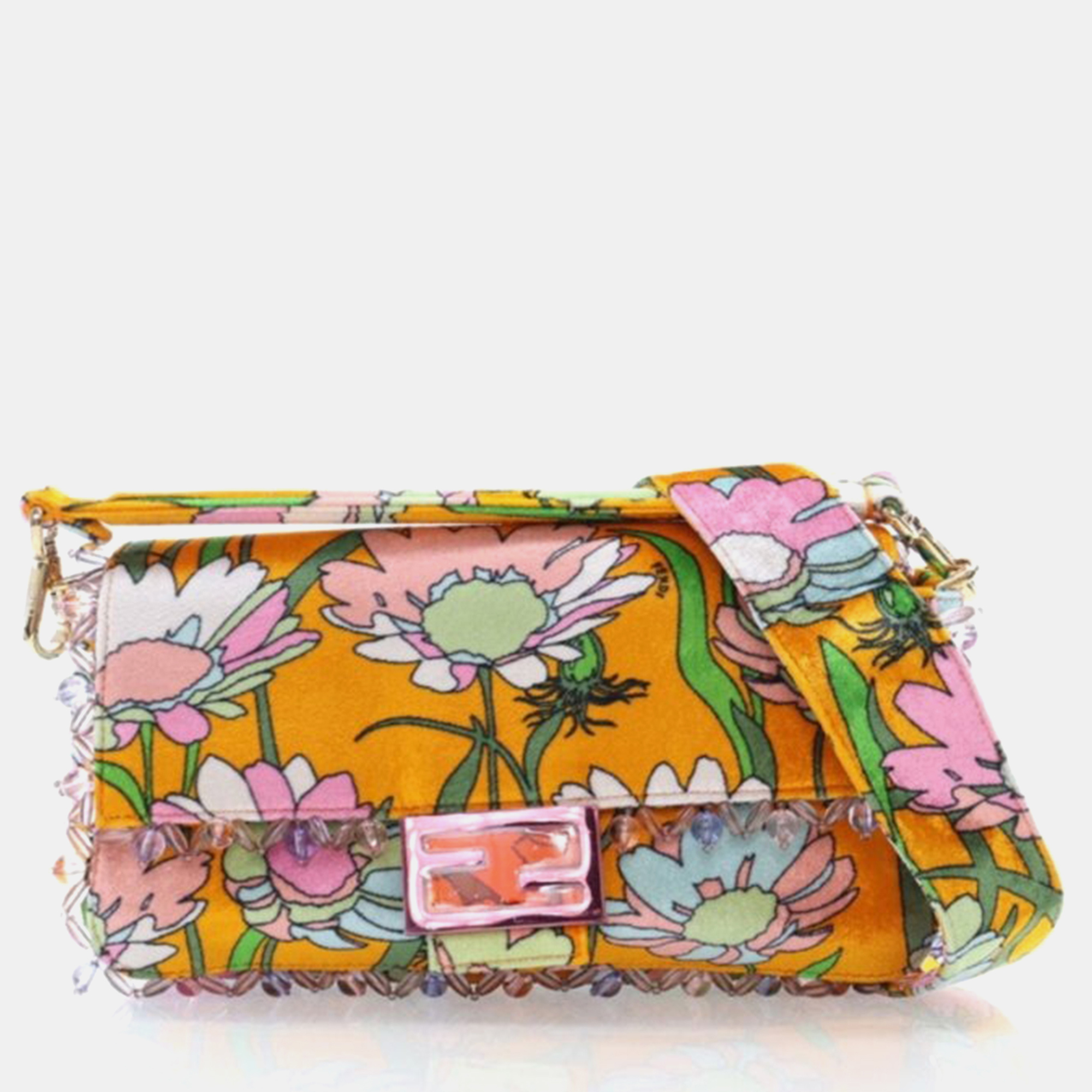 

Fendi Baguette Medium Floral Velvet Shoulder Bag, Multicolor