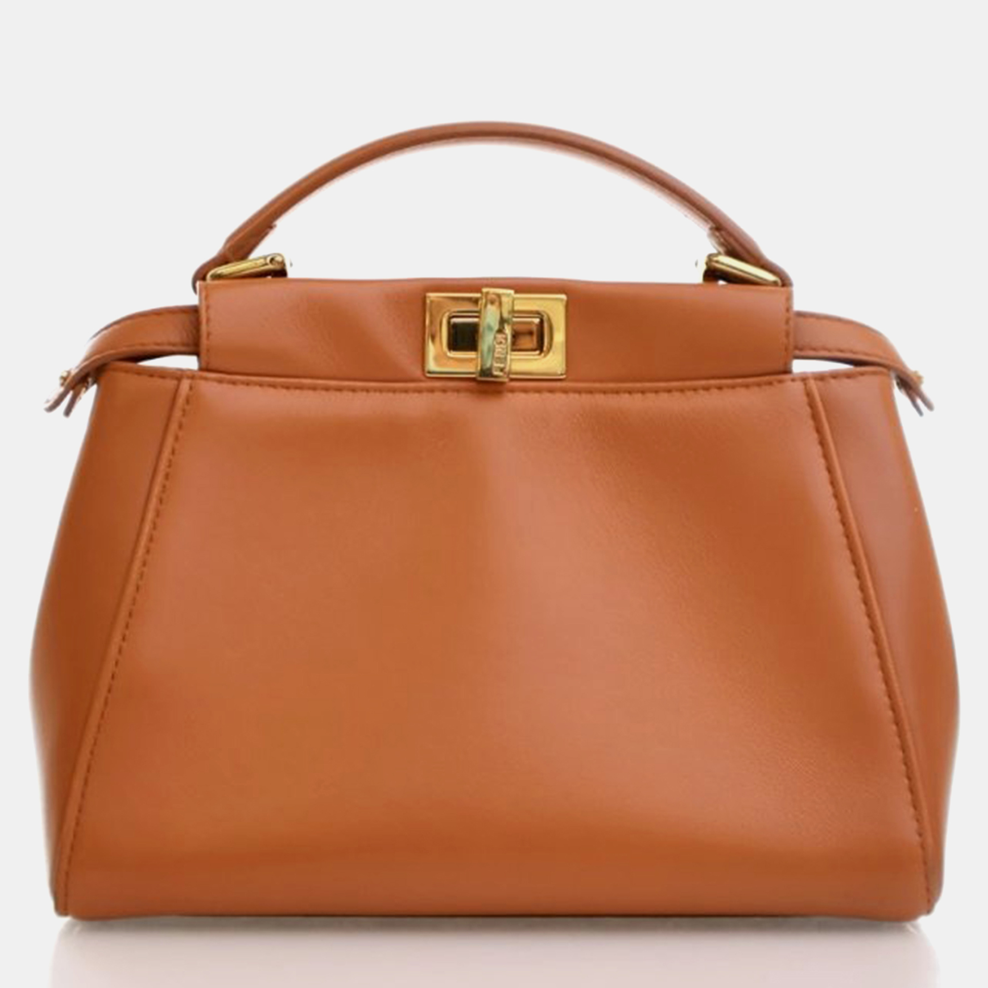 

Fendi Mini Calfskin Peekaboo, Brown