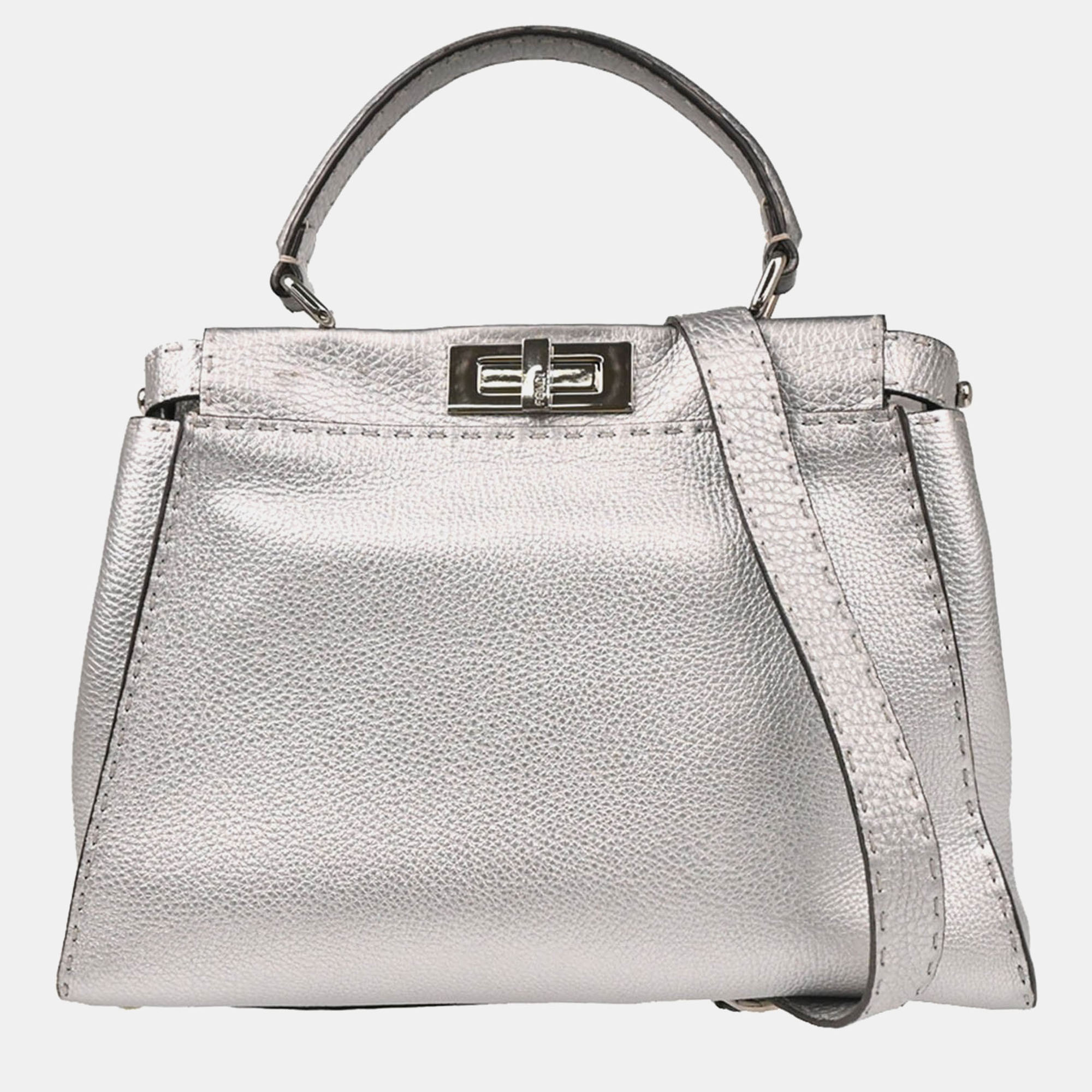 

Fendi Peekaboo Silver Leather Handbag