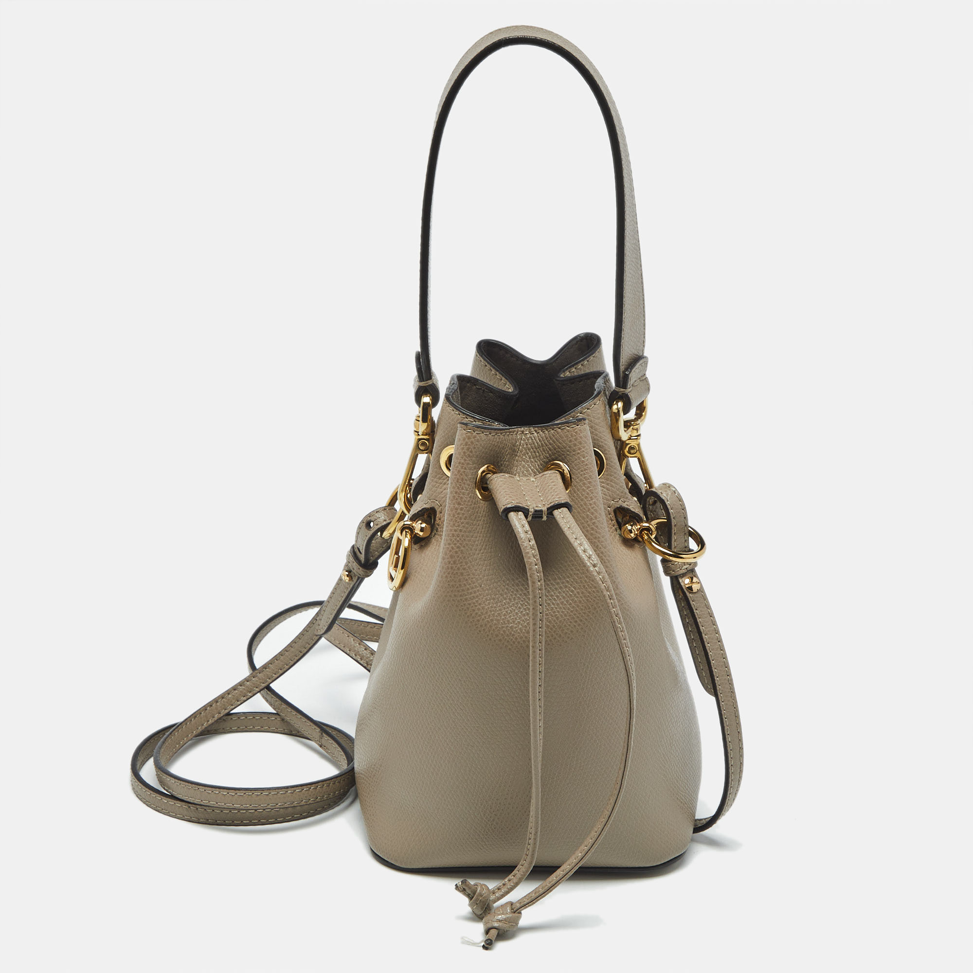 

Fendi Beige Leather Mini Mon Tresor Bucket Bag