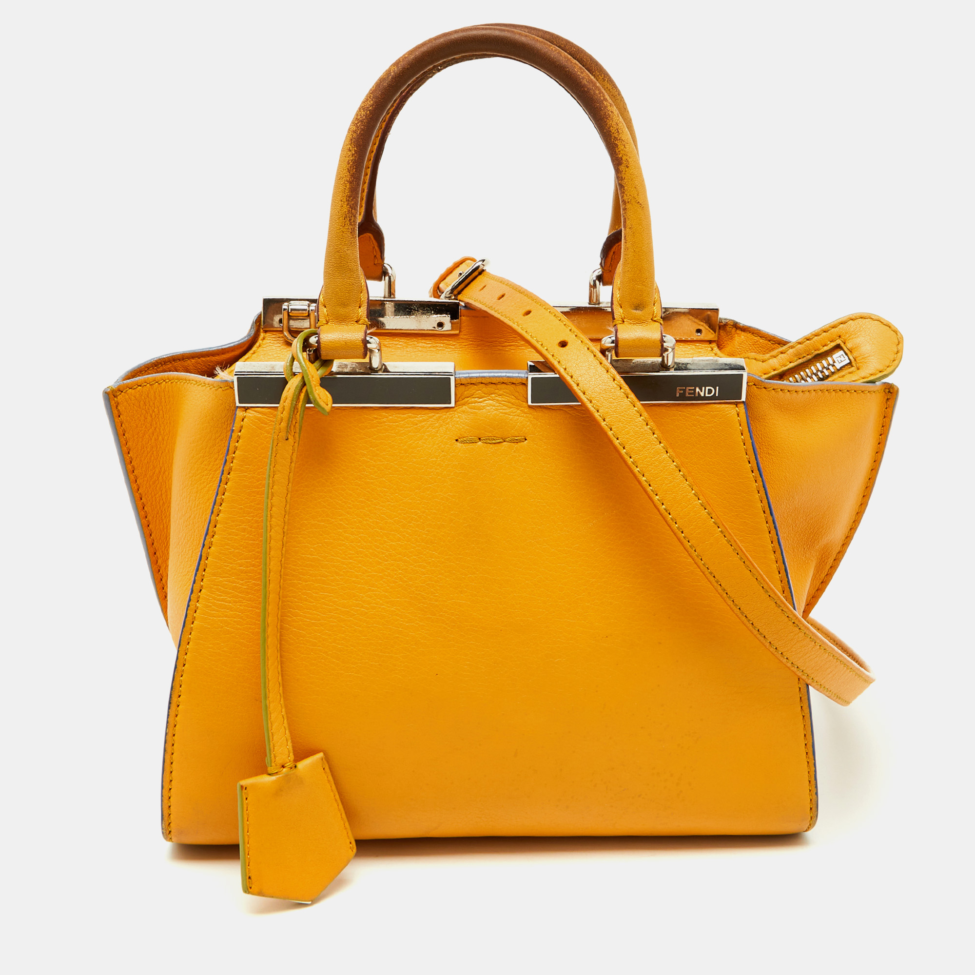 Pre-owned Fendi Yellow Leather Mini 3jours Tote