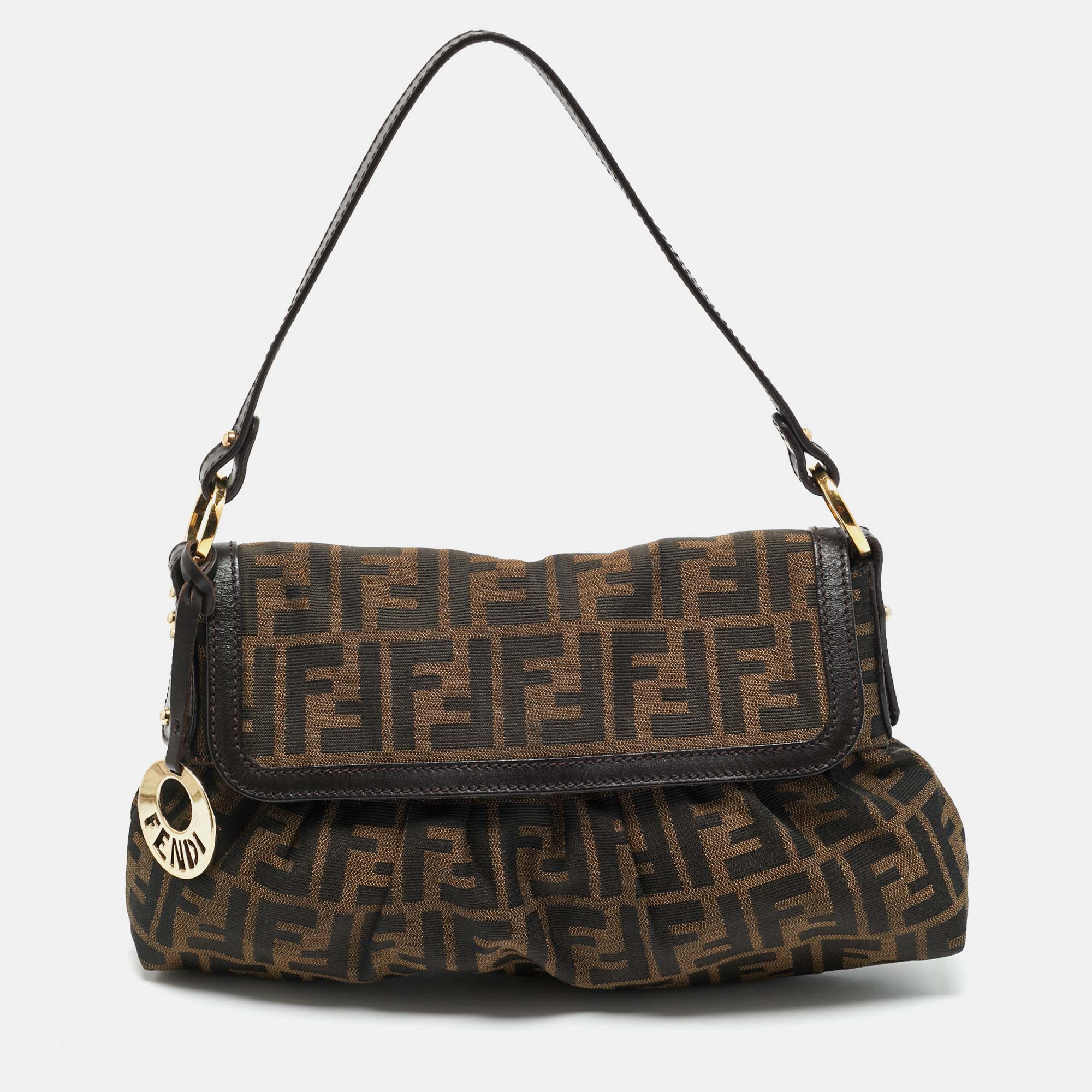

Fendi Tobacco Zucca Canvas and Leather Chef Flap Shoulder Bag, Brown