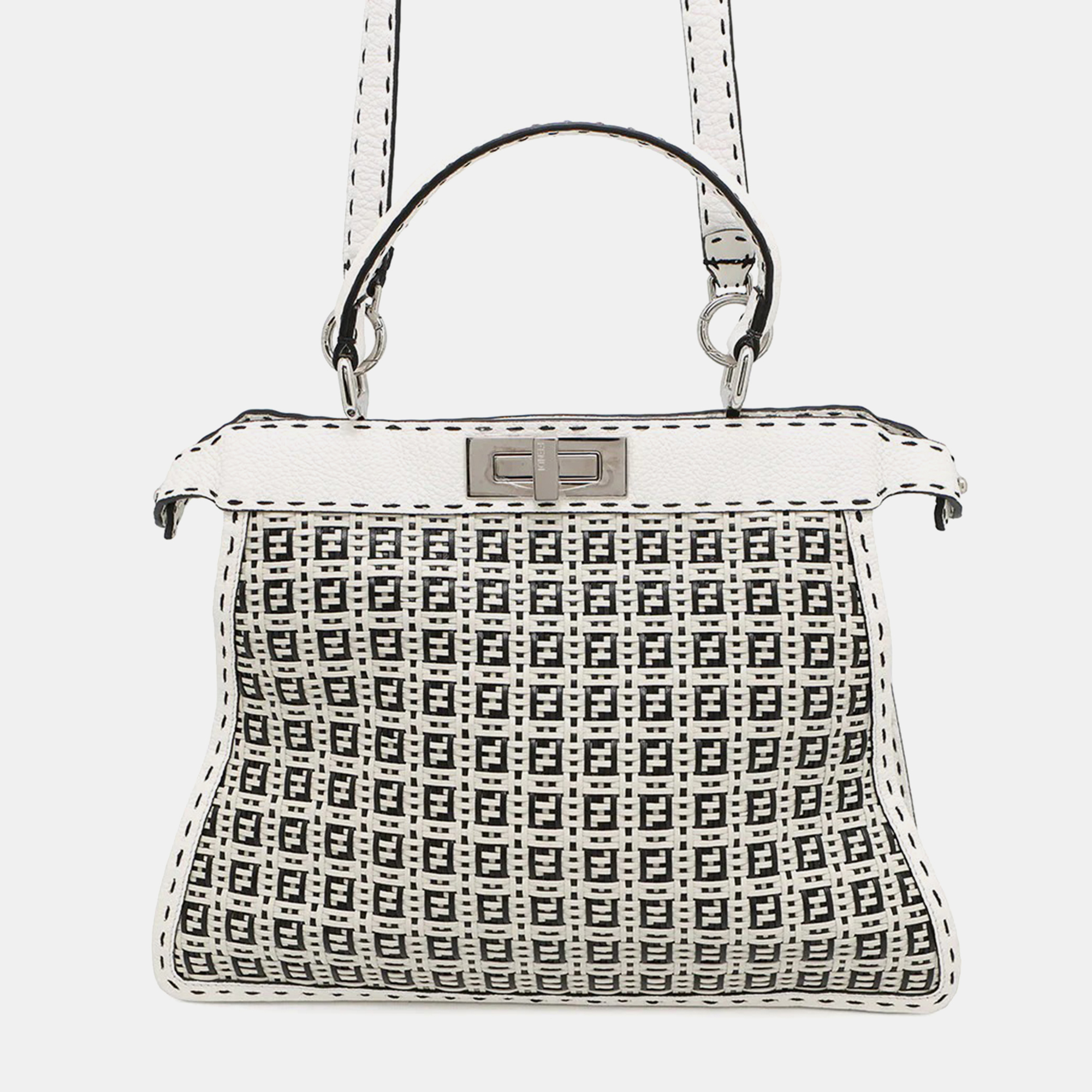 

Fendi Peekaboo ICYU Selleria Medium White Black Leather Bag