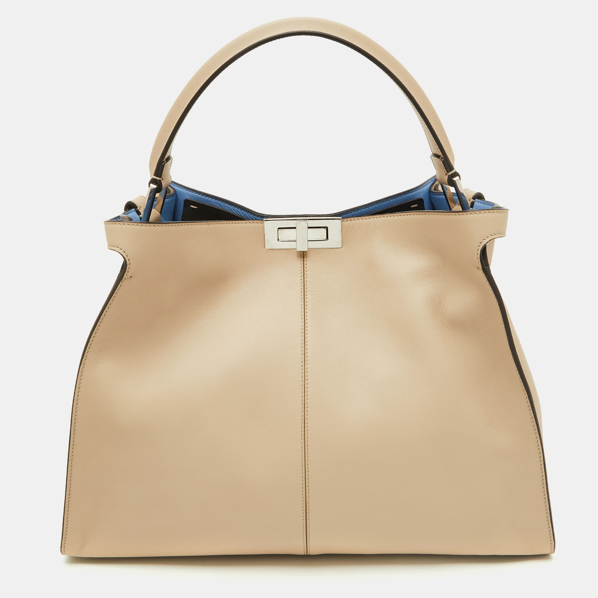 

Fendi Beige Leather Large X Lite Peekaboo Top Handle Bag