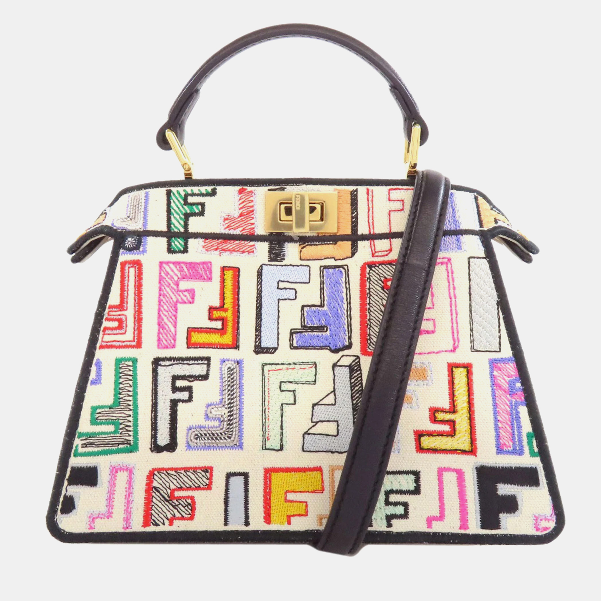 

Fendi Peekaboo ISeeU Petite Multicolor Canvas Handbag