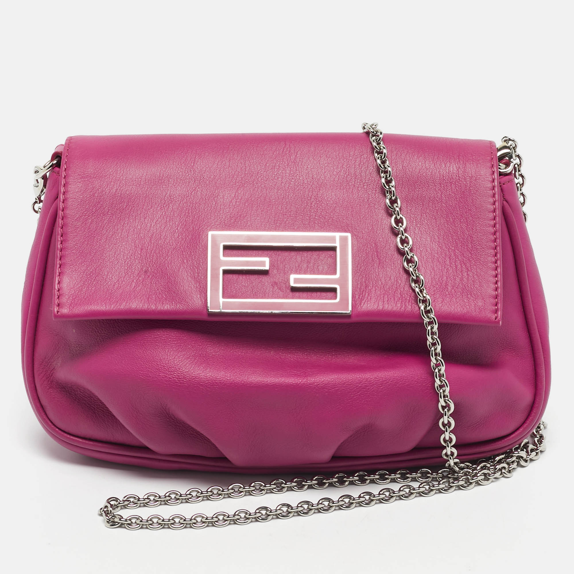 

Fendi Pink Leather Fendista Pochette Crossbody Bag