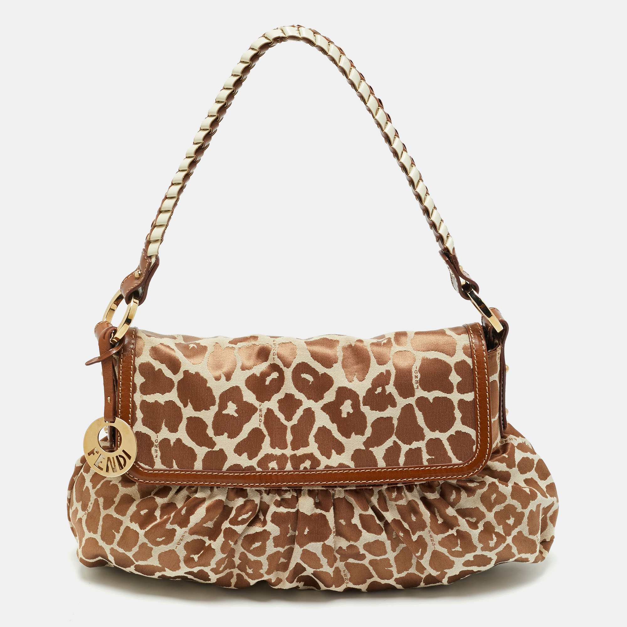 

Fendi Brown Giraffe Print Canvas Medium Chef Shoulder Bag