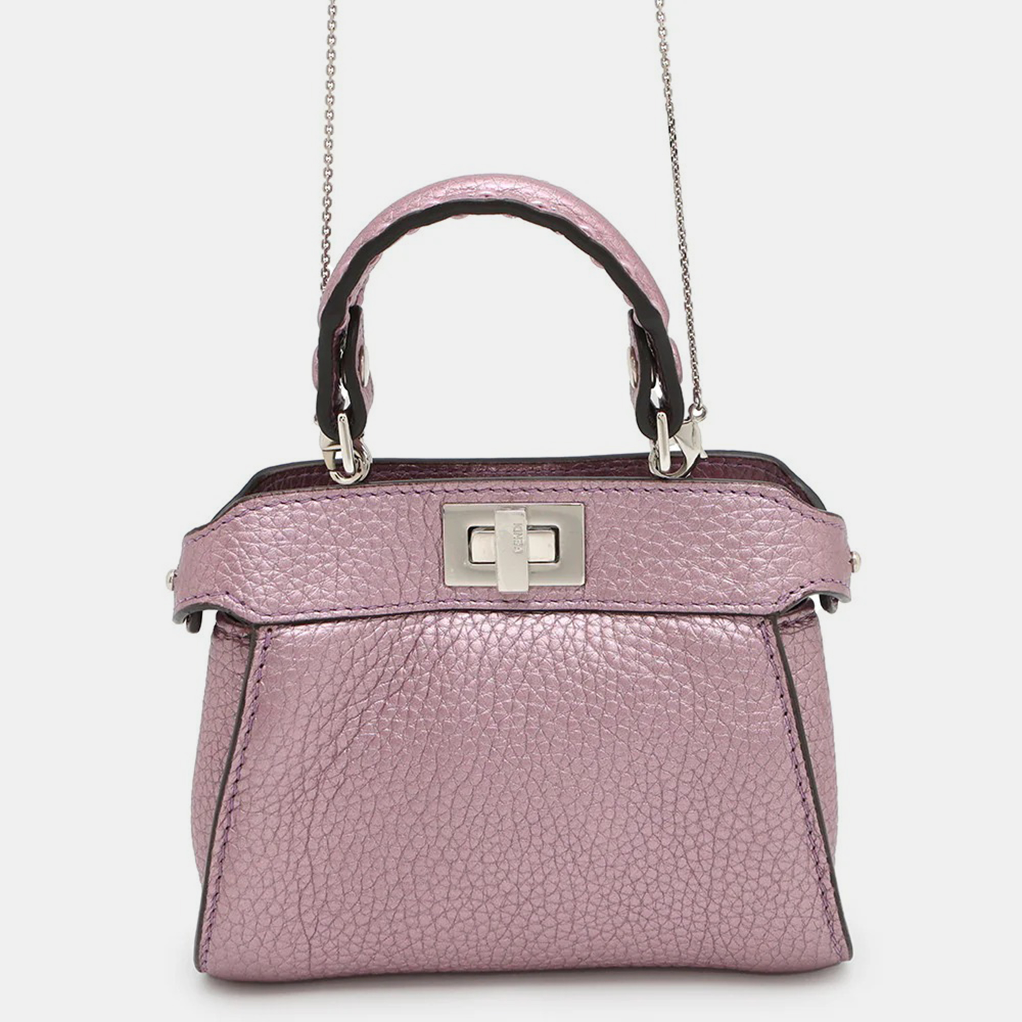 

Fendi PeekabooChain shoulder Bag Mauve Pink Leather Size Nano