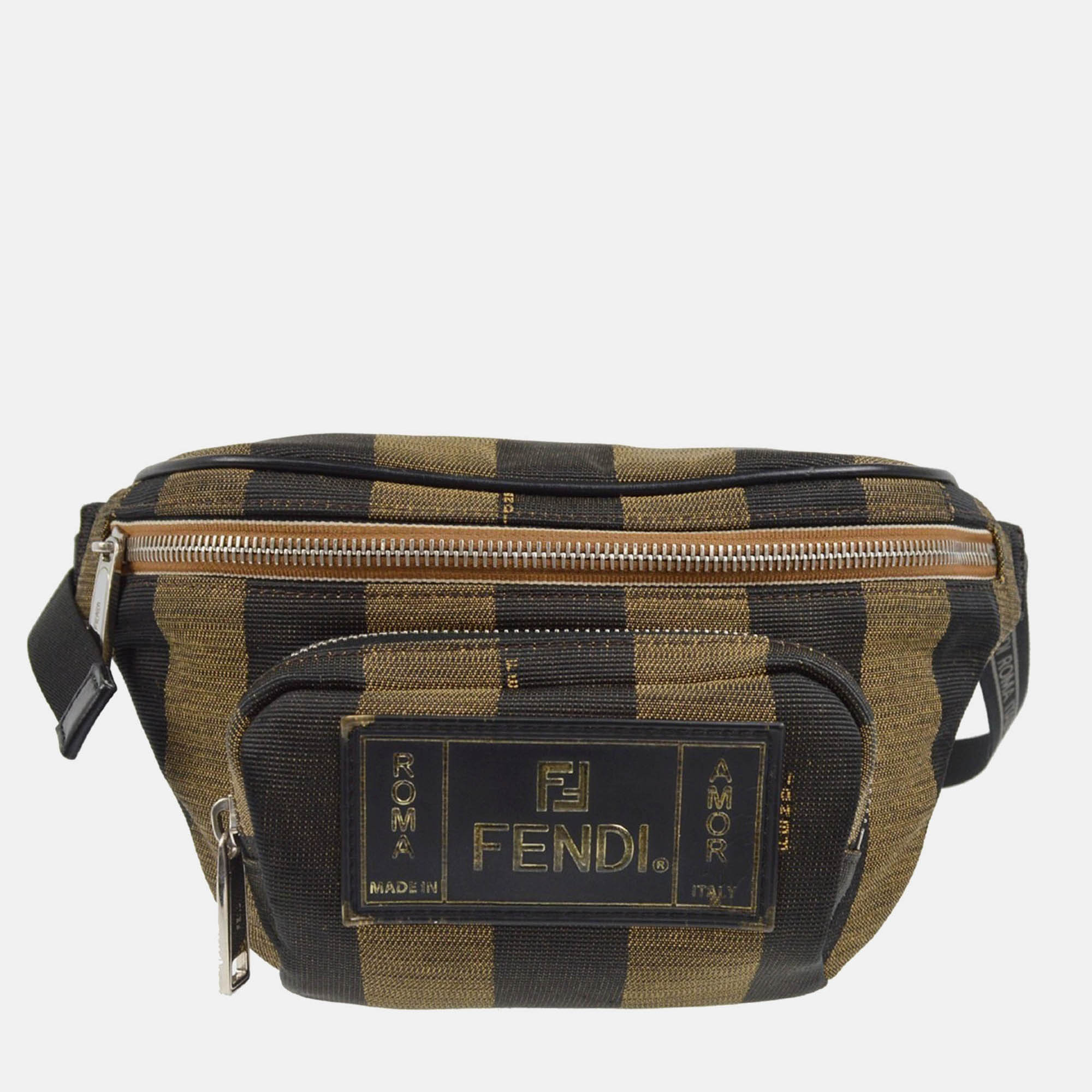 

Fendi Brown Black Pequin Bum Bag