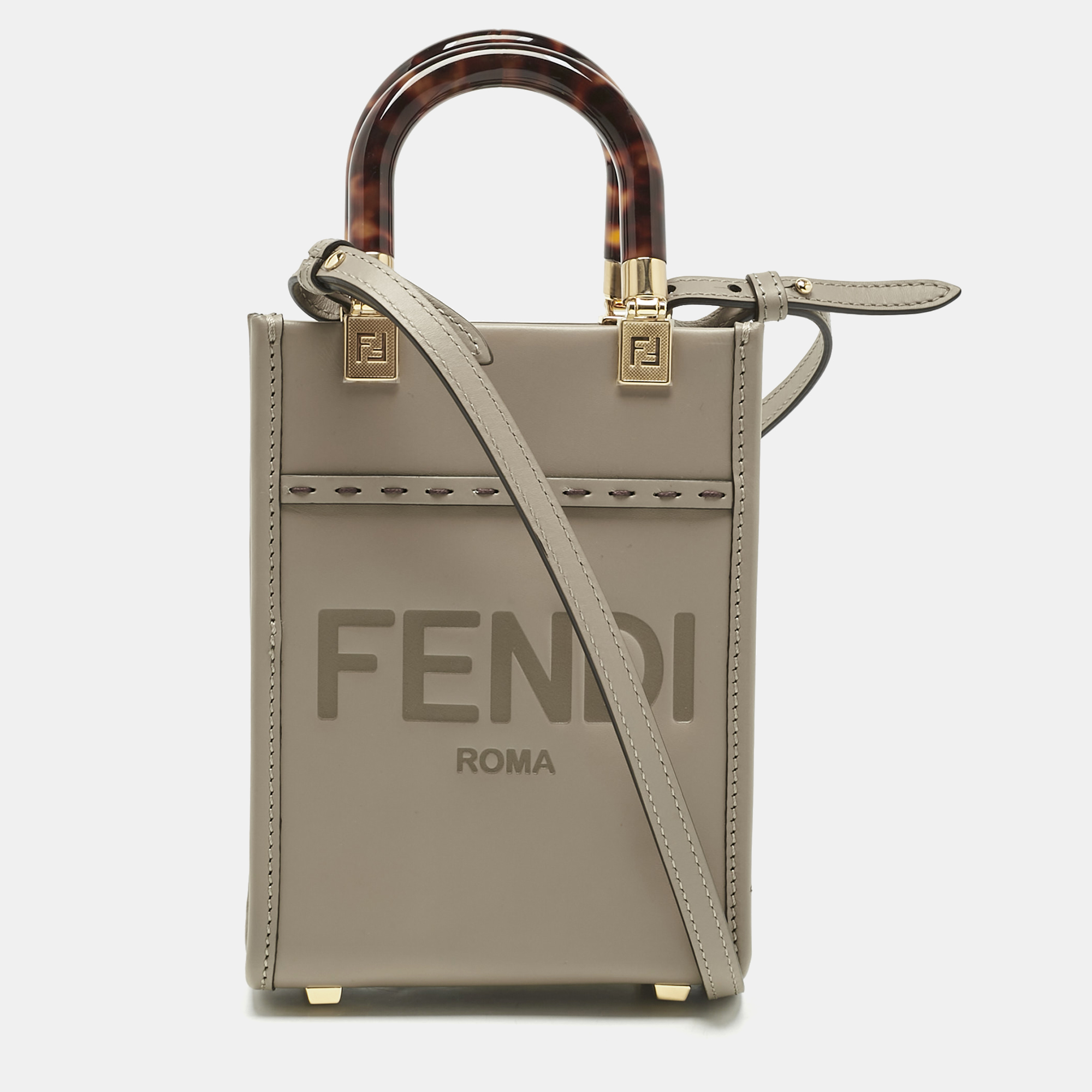 

Fendi Grey Leather Mini Sunshine Tote
