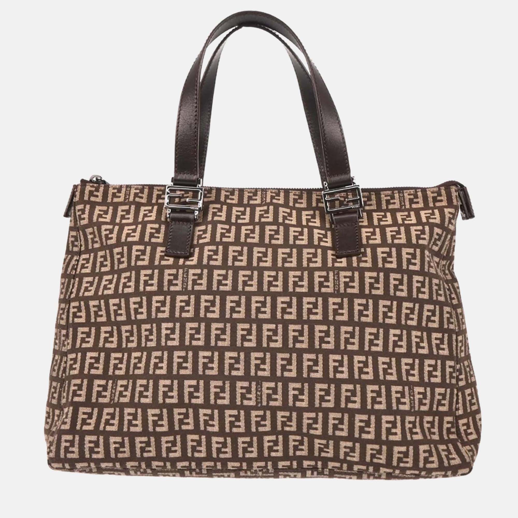 

Fendi Brown Canvas Zucchino Tote Handbag
