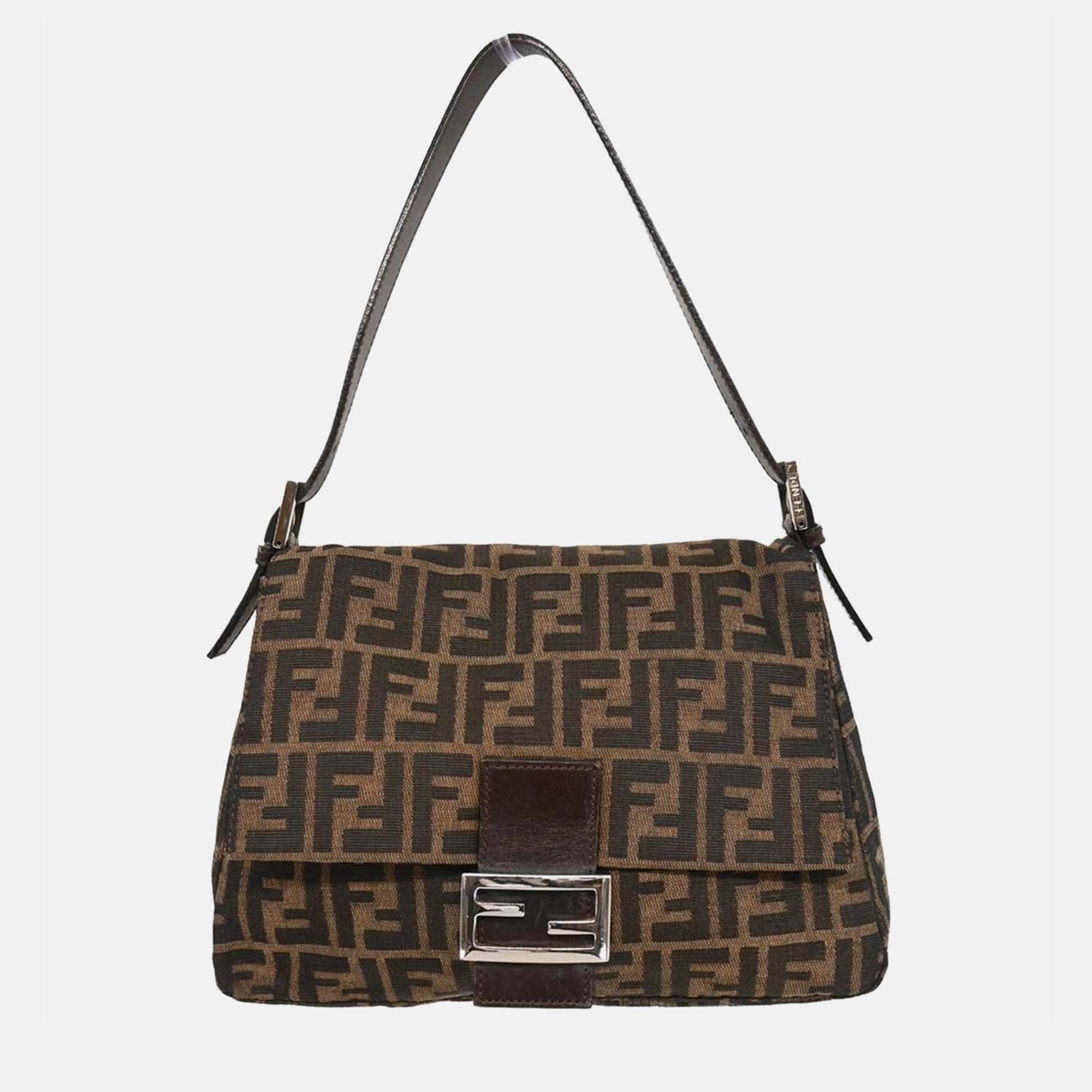 

Fendi Brown Canvas Zucca Mamma Baguette Handbag
