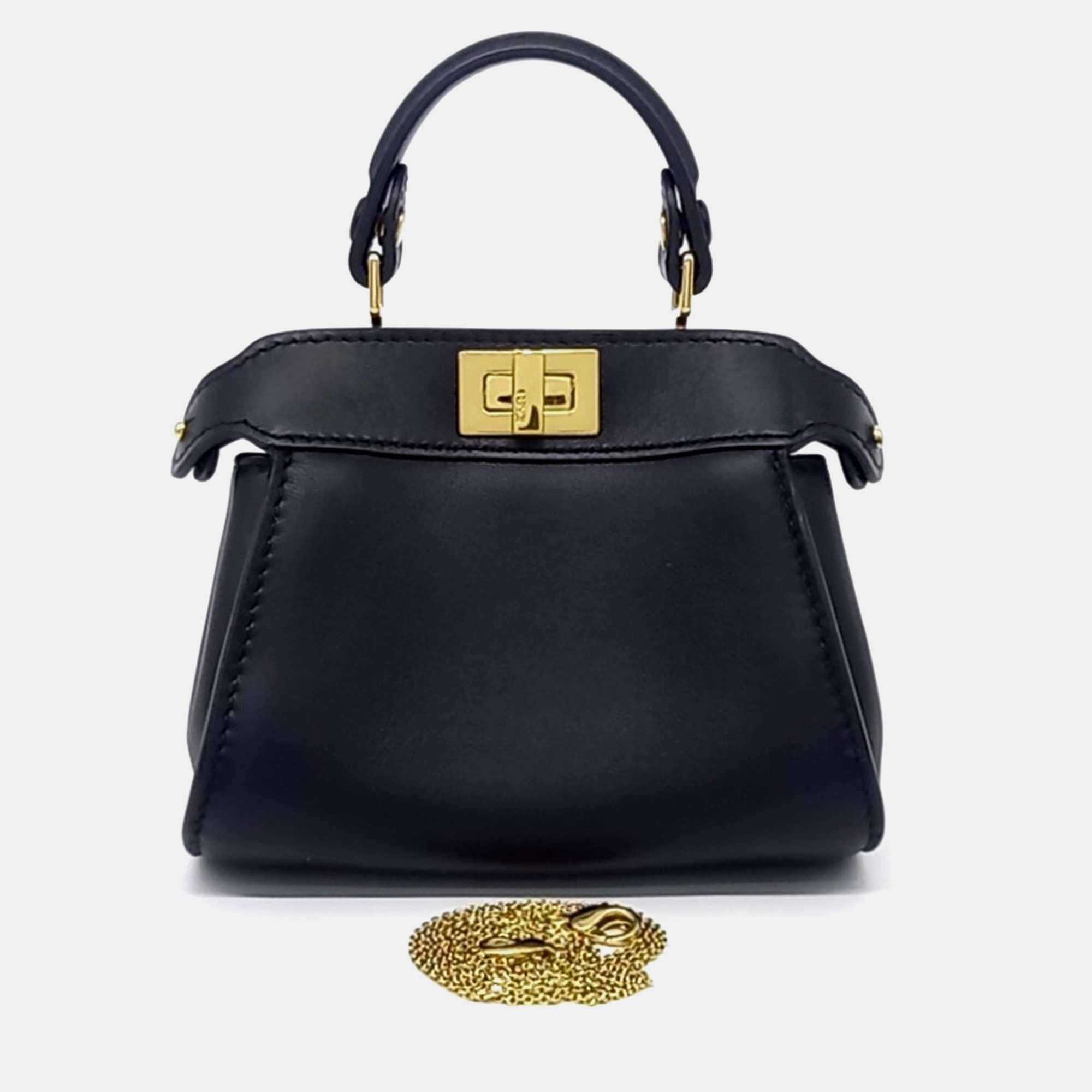 

Fendi Nano Peekaboo Black Leather Crossbody Bag