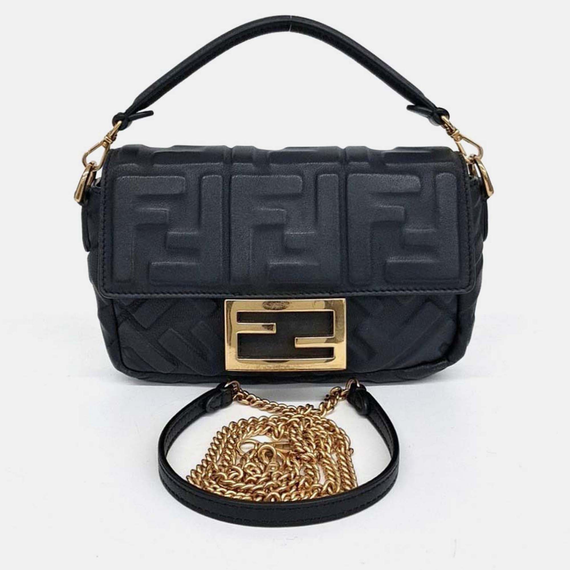 

Fendi Black Leather Baguette Mini